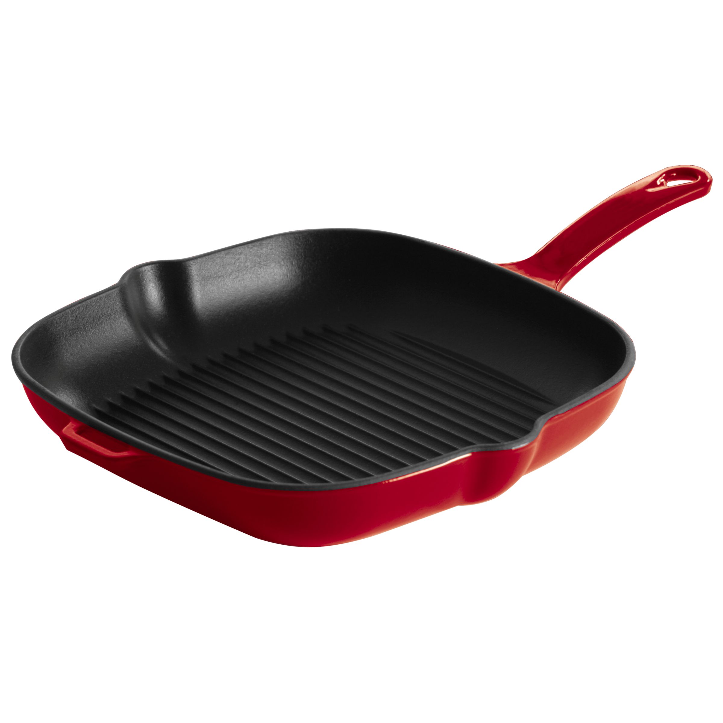 John Lewis Cast Iron Square Grill Pan Red Lacquer