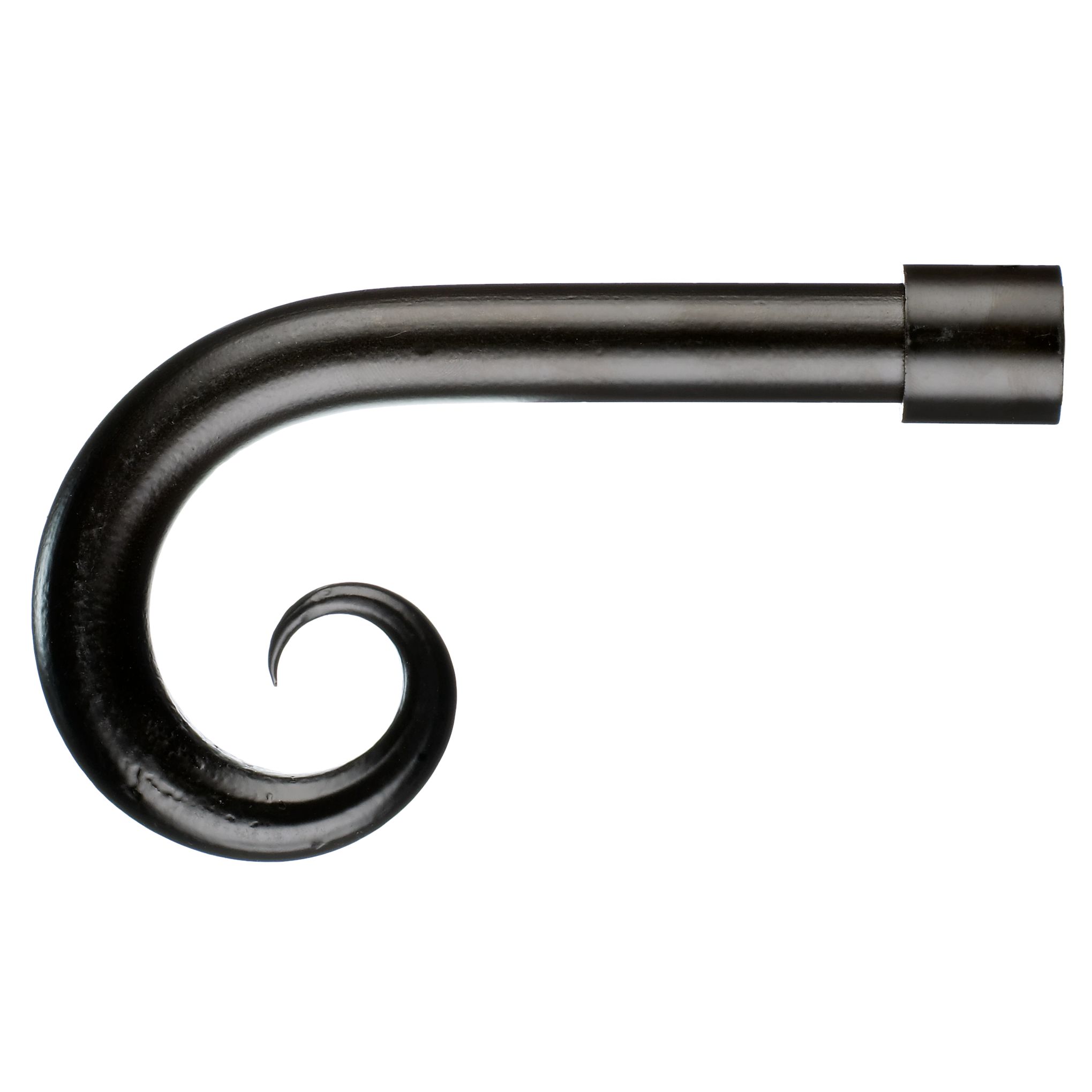 John Lewis Waxed Steel Rams Horn Finial, 19mm