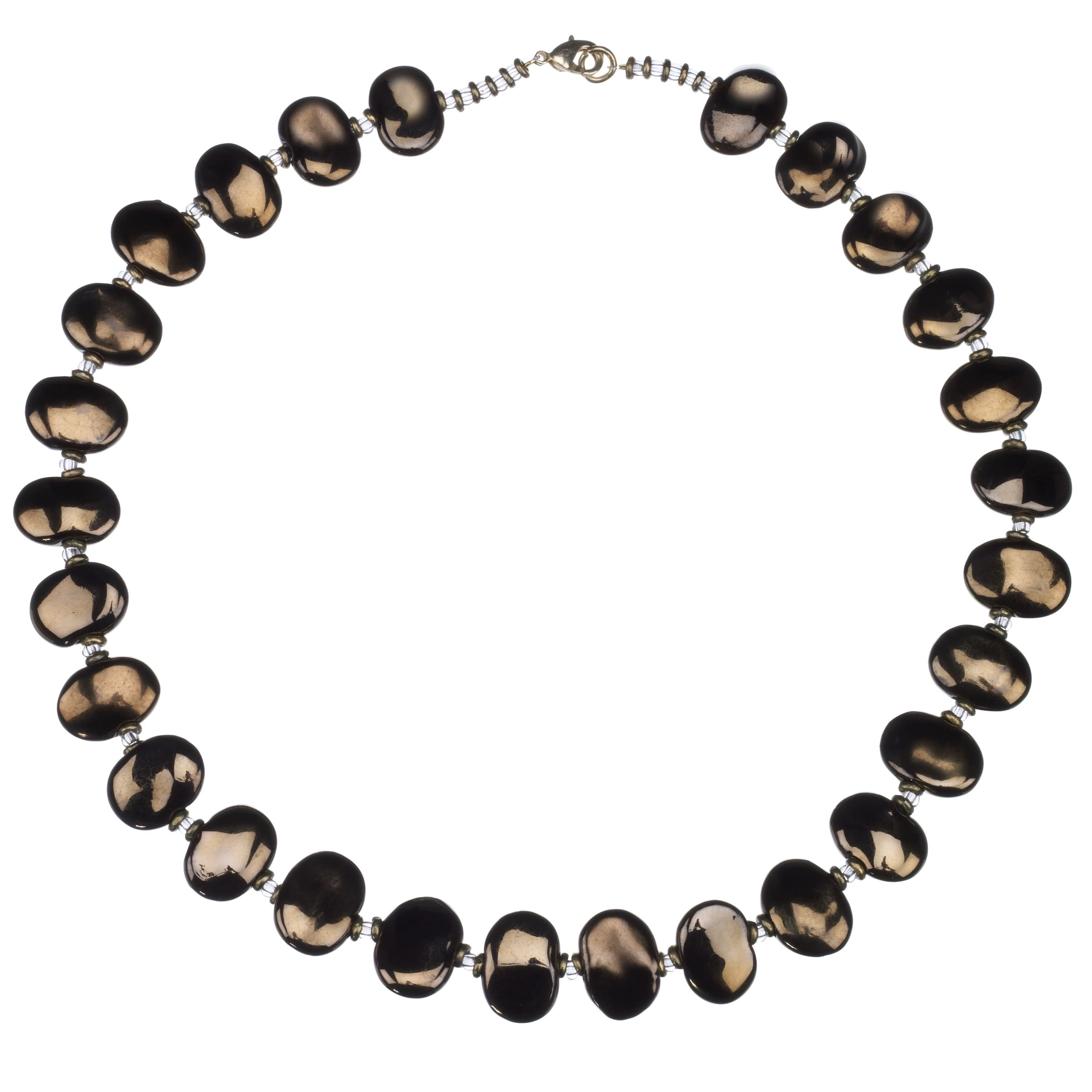Kazuri Shale Ceramic Bead Necklace, Gold