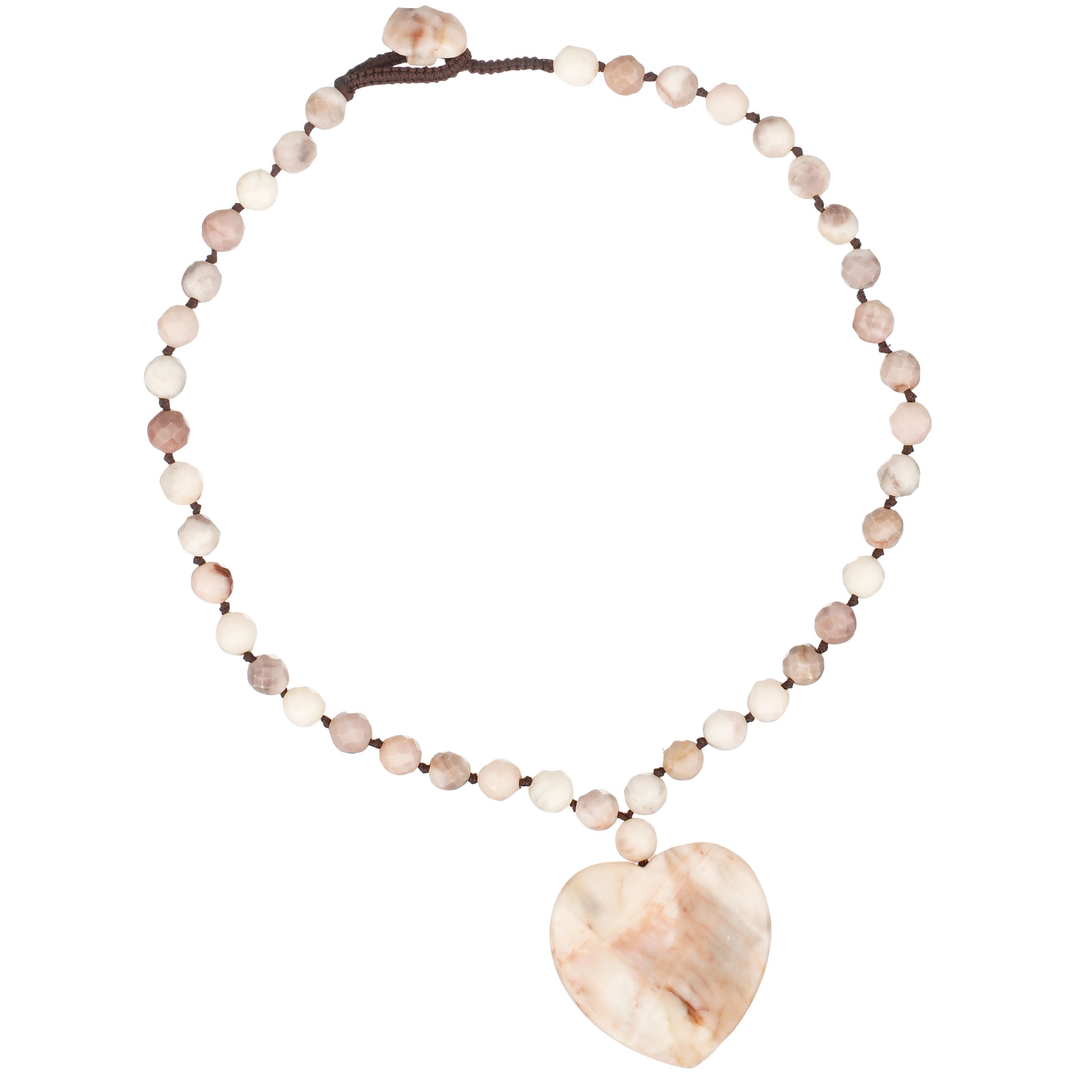 Lola Rose Rose Quartz & Heart Necklace, Dusky Pink