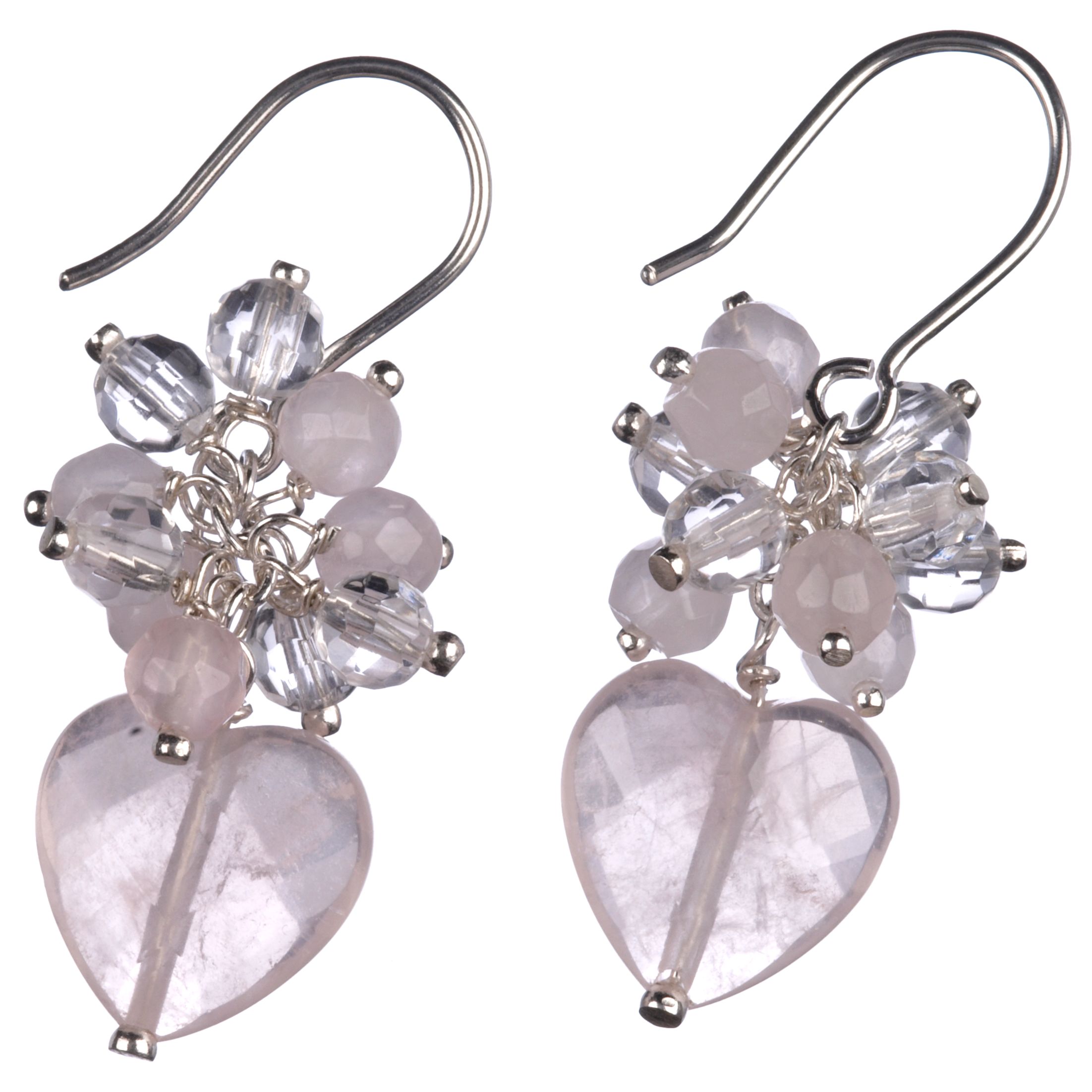 Lola Rose Heart Cluster Earrings Rose Quartz