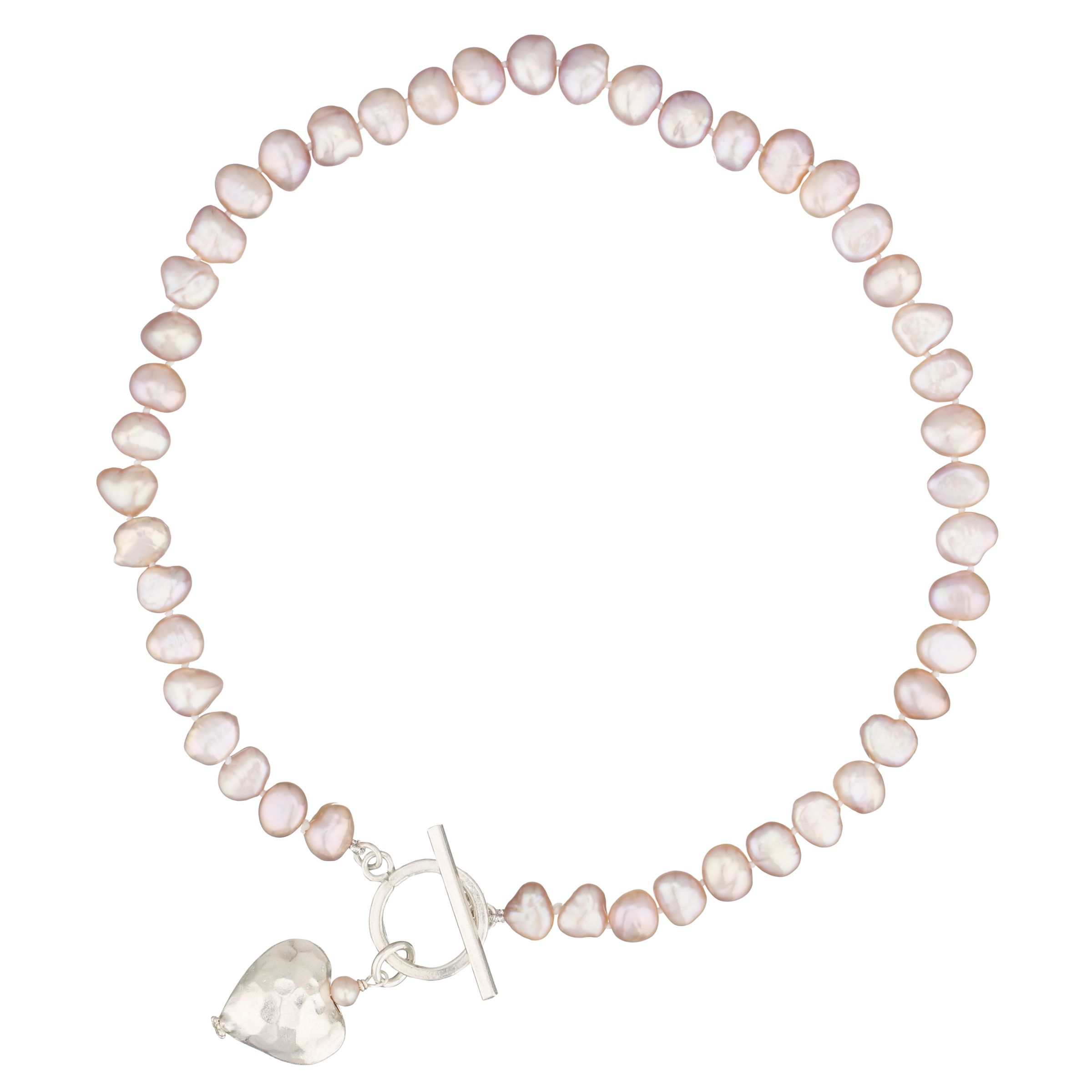 Claudia Bradby Freshwater Pearl Necklace Baroque Pink with Silver Heart