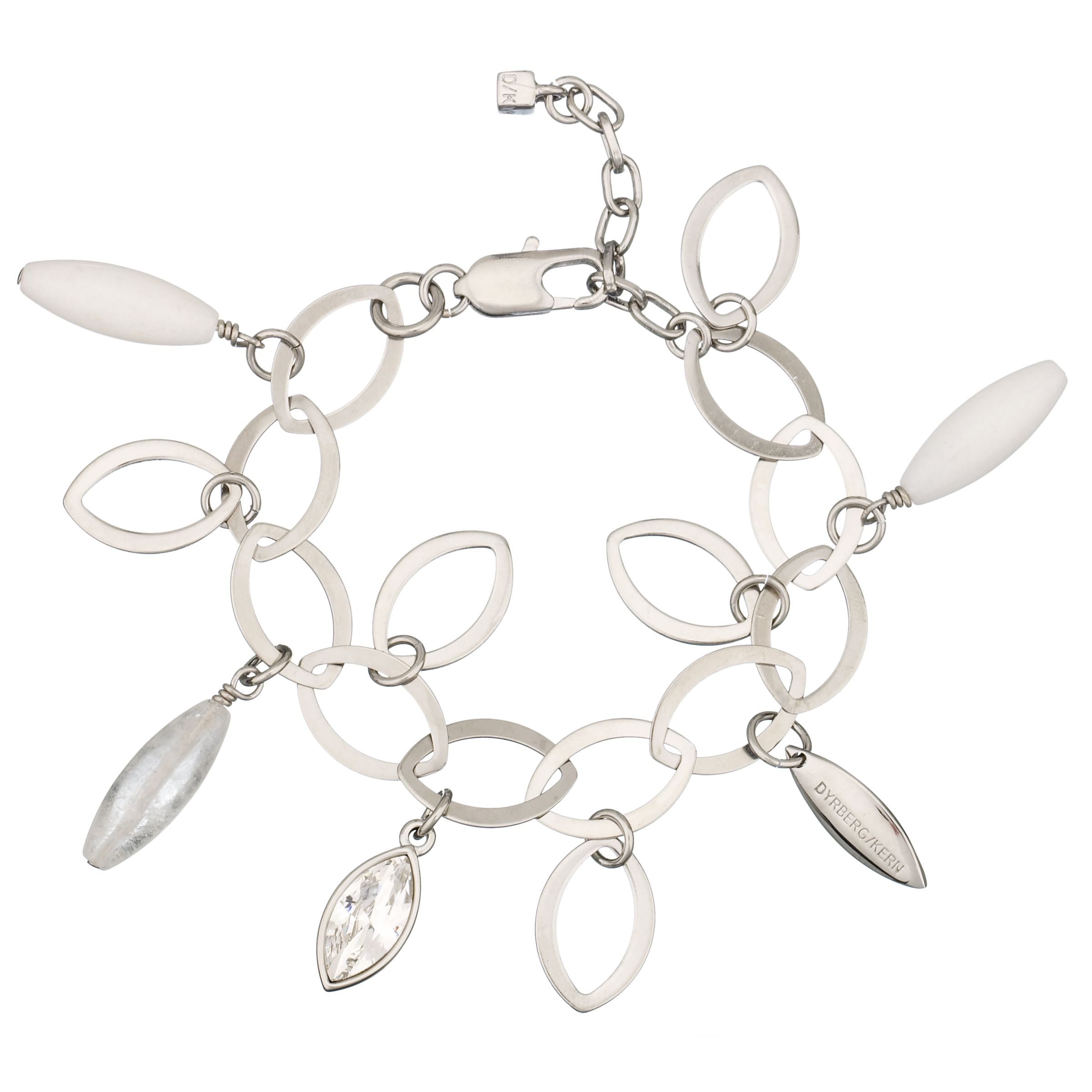 DyrbergKern Lemon Shaped Links Charm Bracelet Silver Coloured amp Rock Crystal