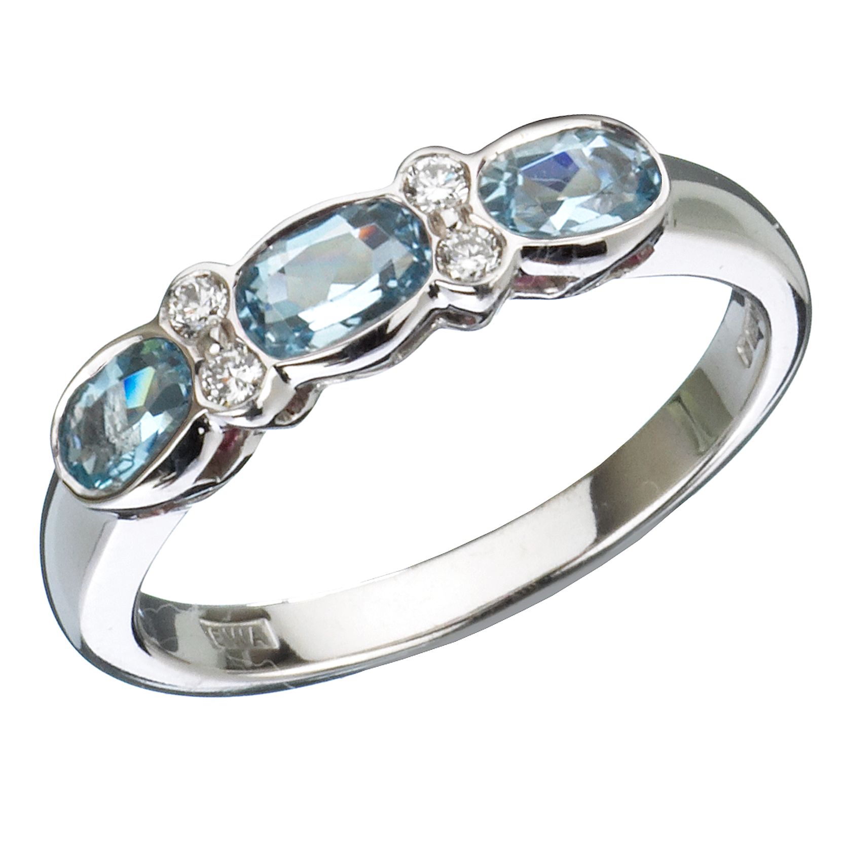 EWA 18ct White Gold, Diamond & Aquamarine Ring