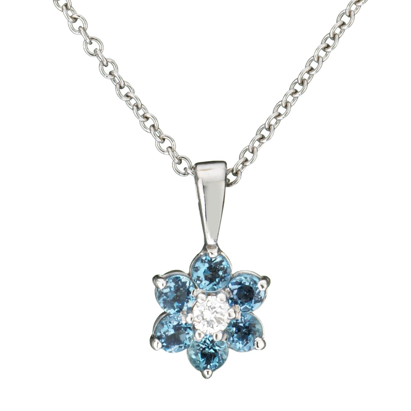 EWA Diamond & Aquamarine Flower Pendant