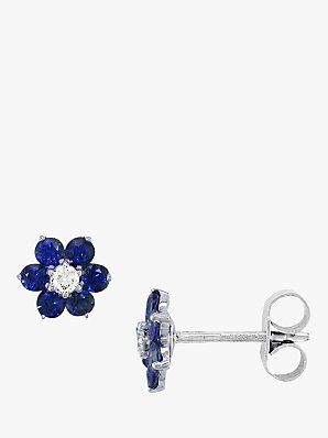 EWA Diamond & Blue Sapphire Flower Earrings EWA Diamond & Blue Sapphire Flower Earrings