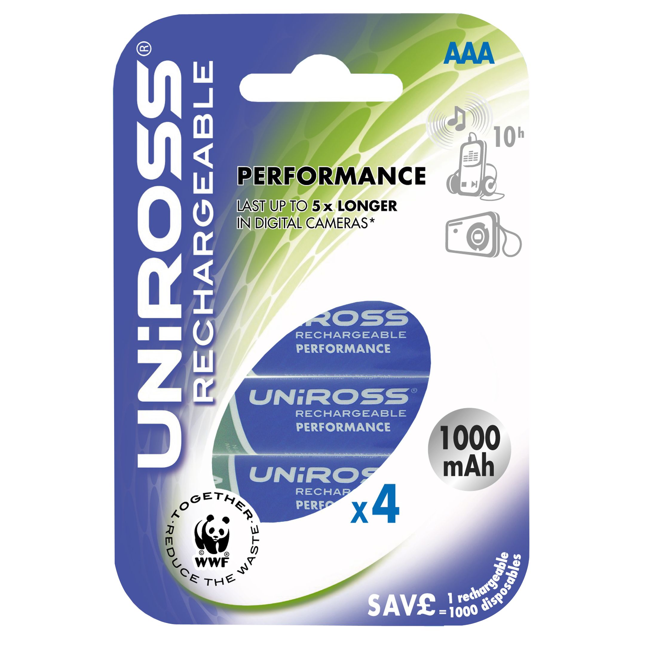 image :Uniross Performance AAA Batteries, Pack of 4
