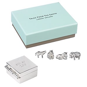 Tales from the Earth Zoo Animals, Silver, Set of 4