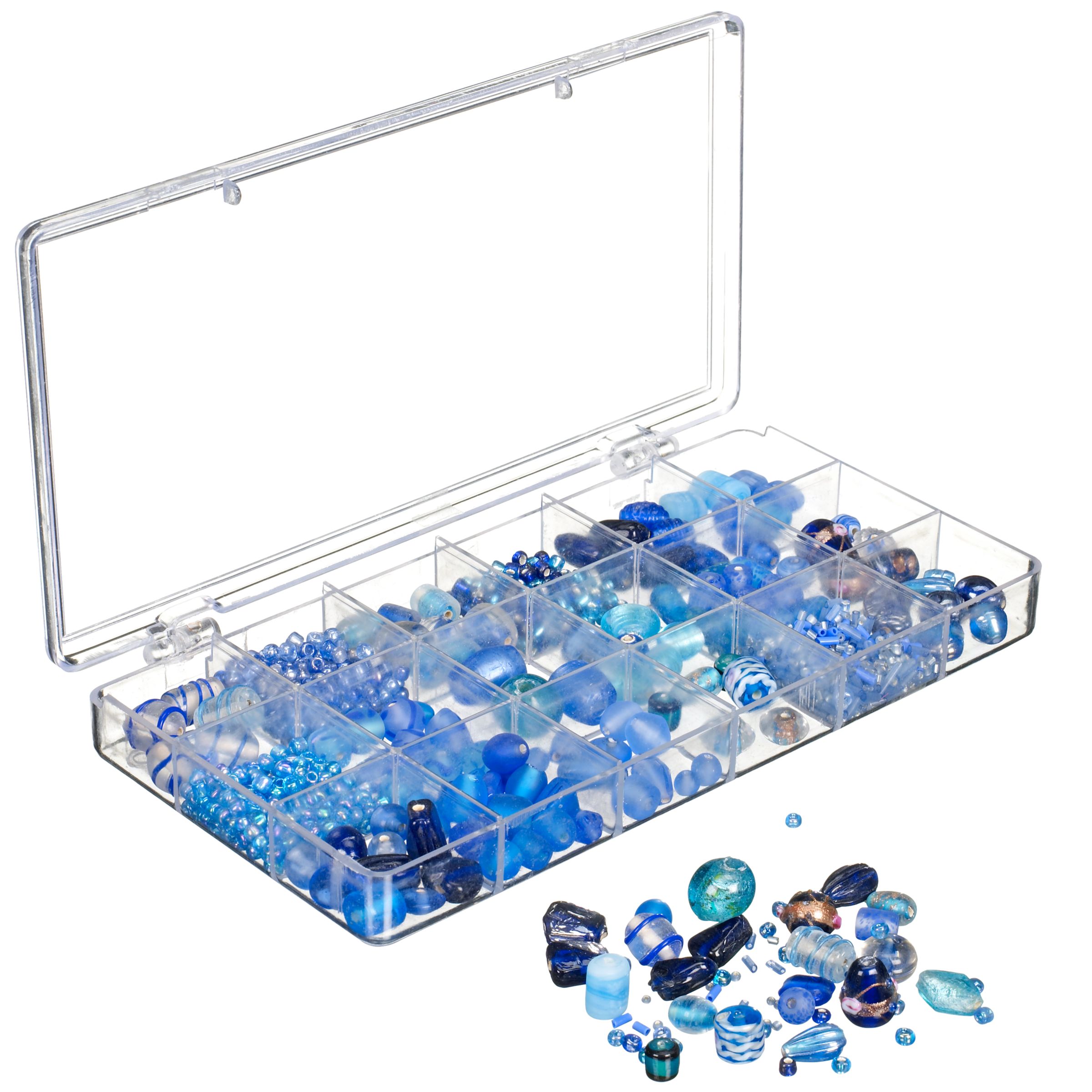 John Lewis Bead Box and Blue Beads, 200g