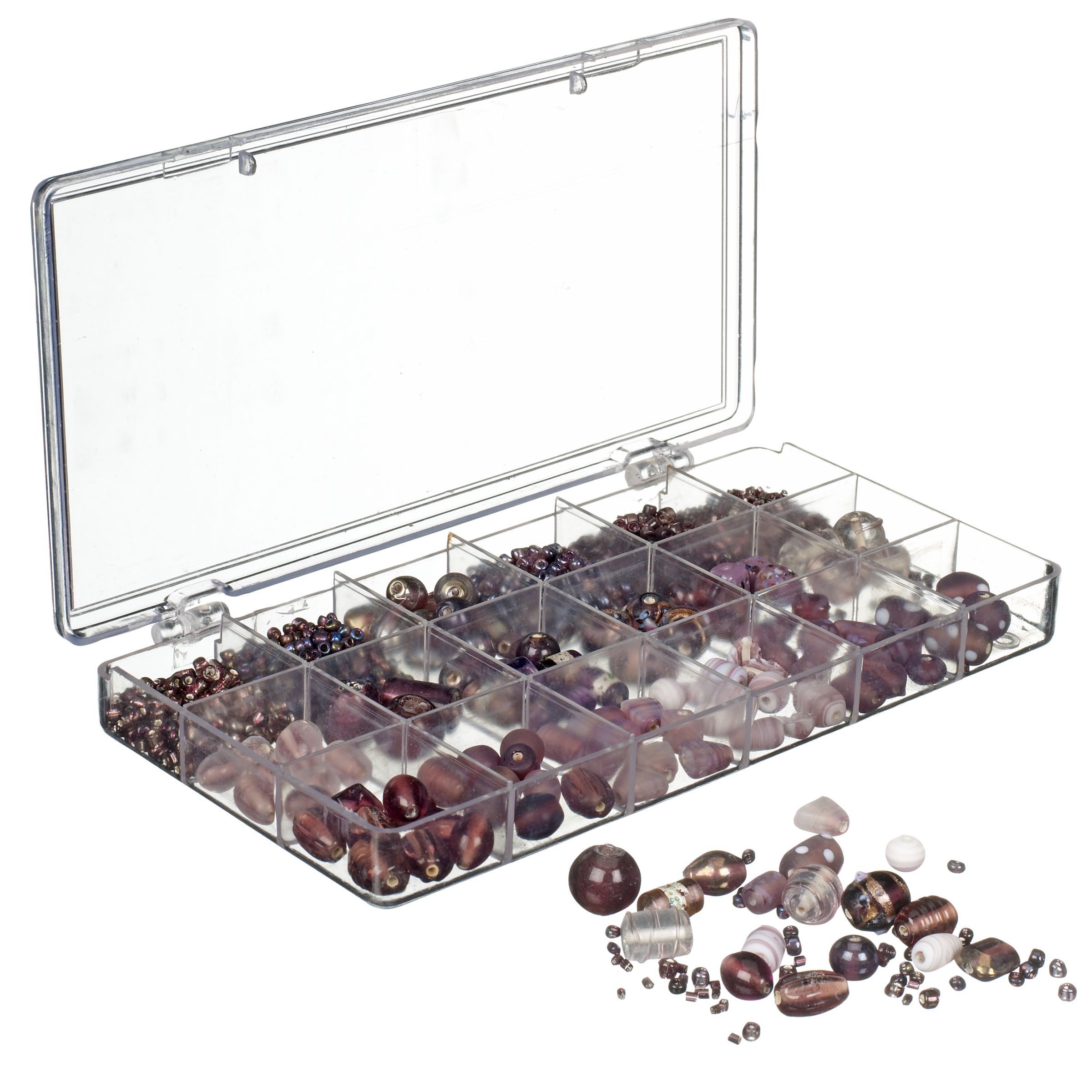 John Lewis Bead Box and Purple Beads, 200g