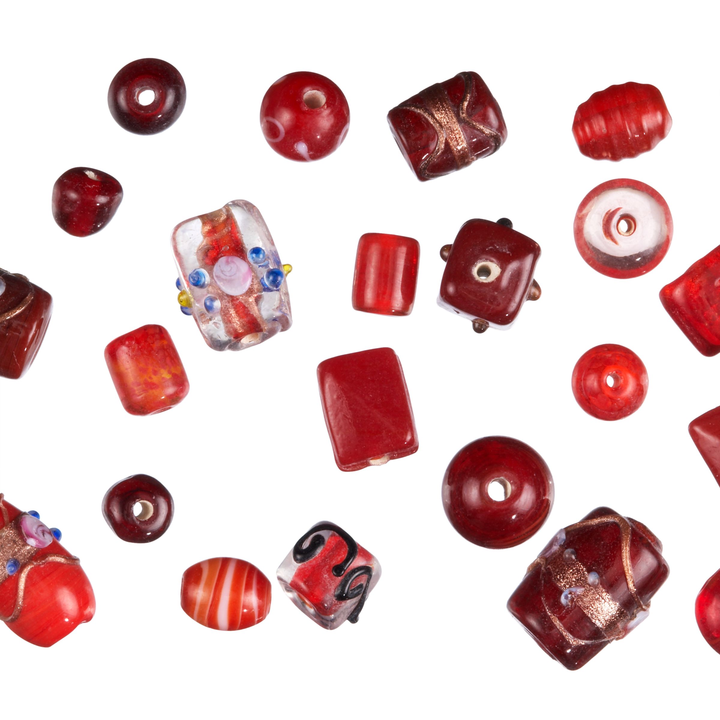 Glass Bead Mix, Red, 100g