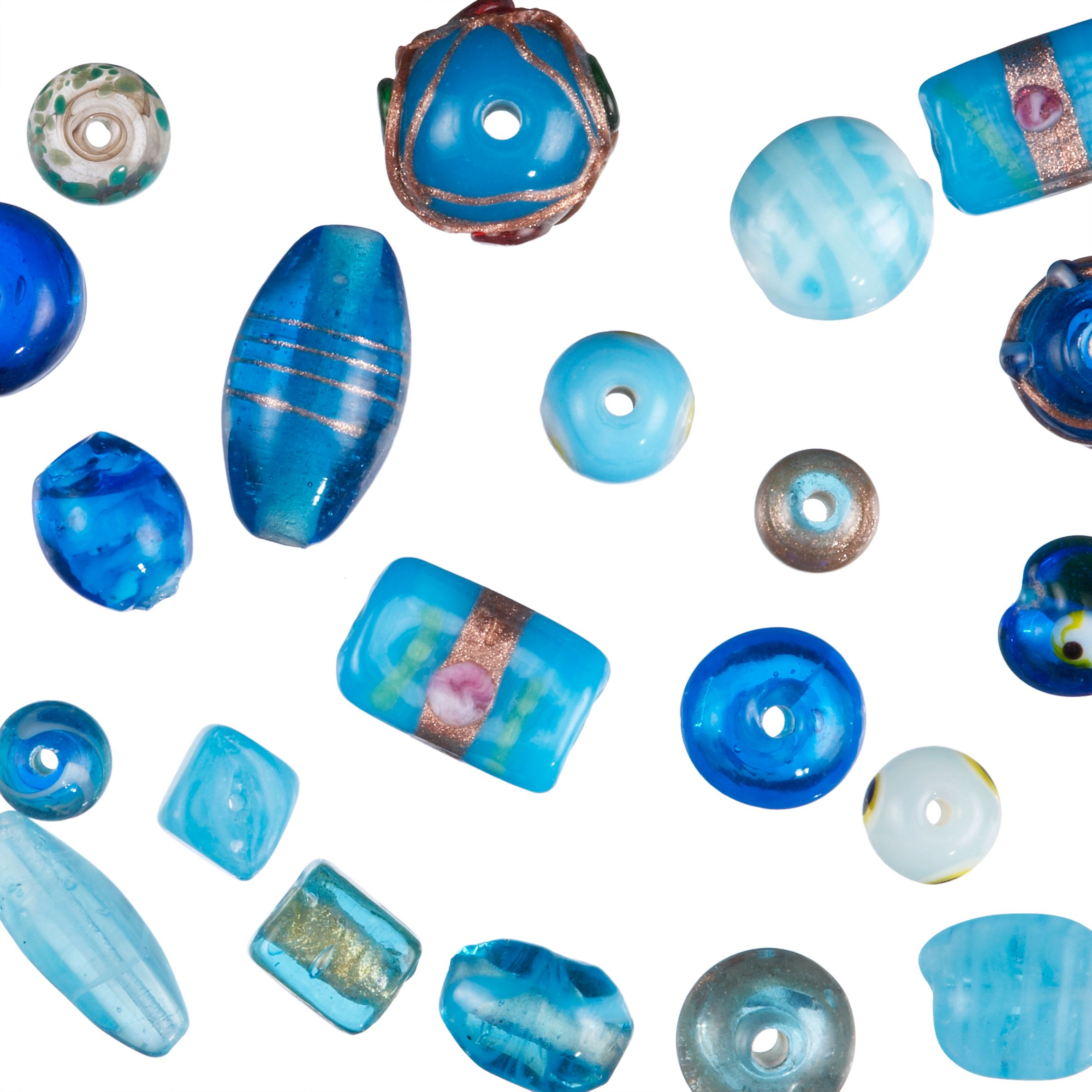 Glass Bead Mix, Turquoise, 100g
