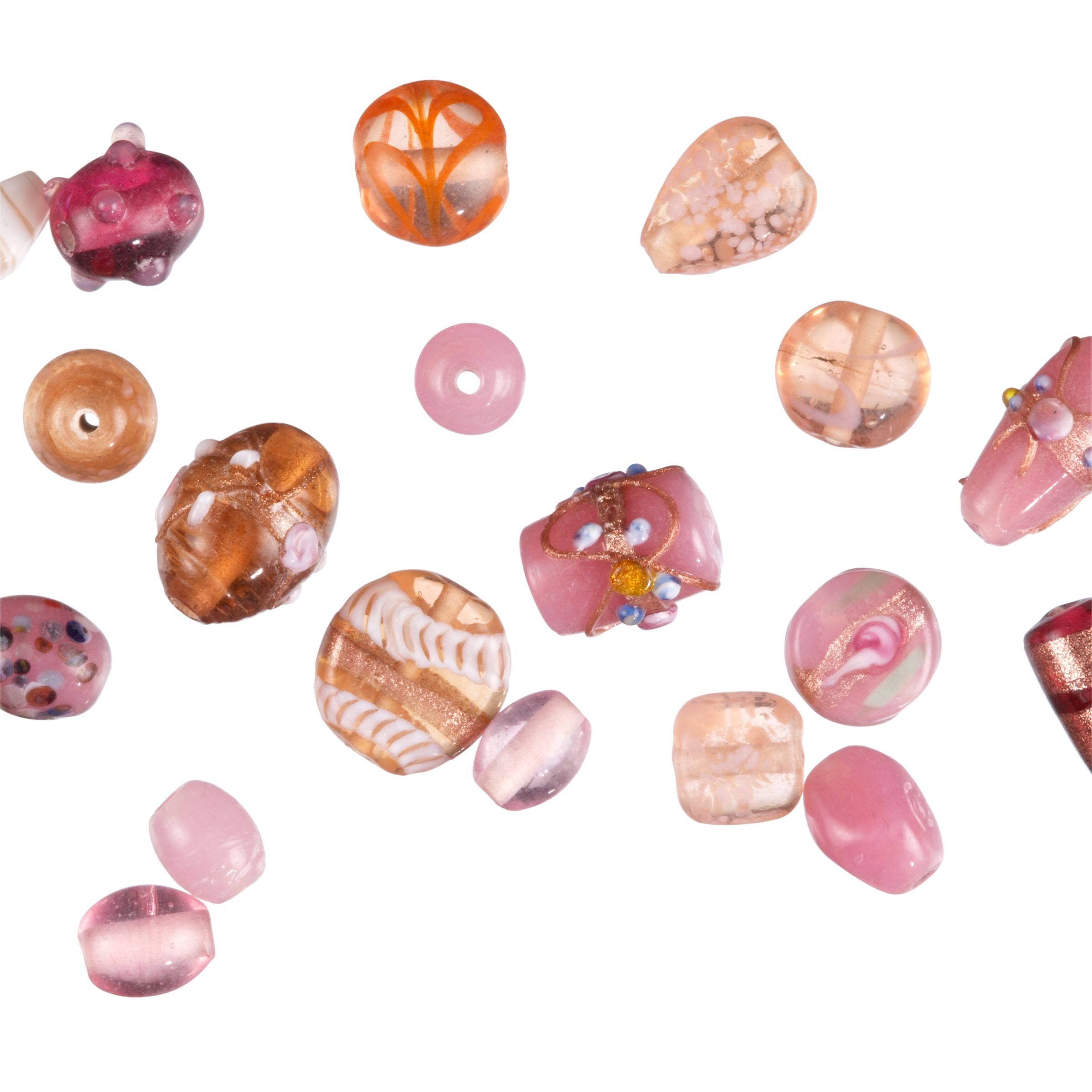 Glass Bead Mix, Pink, 100g