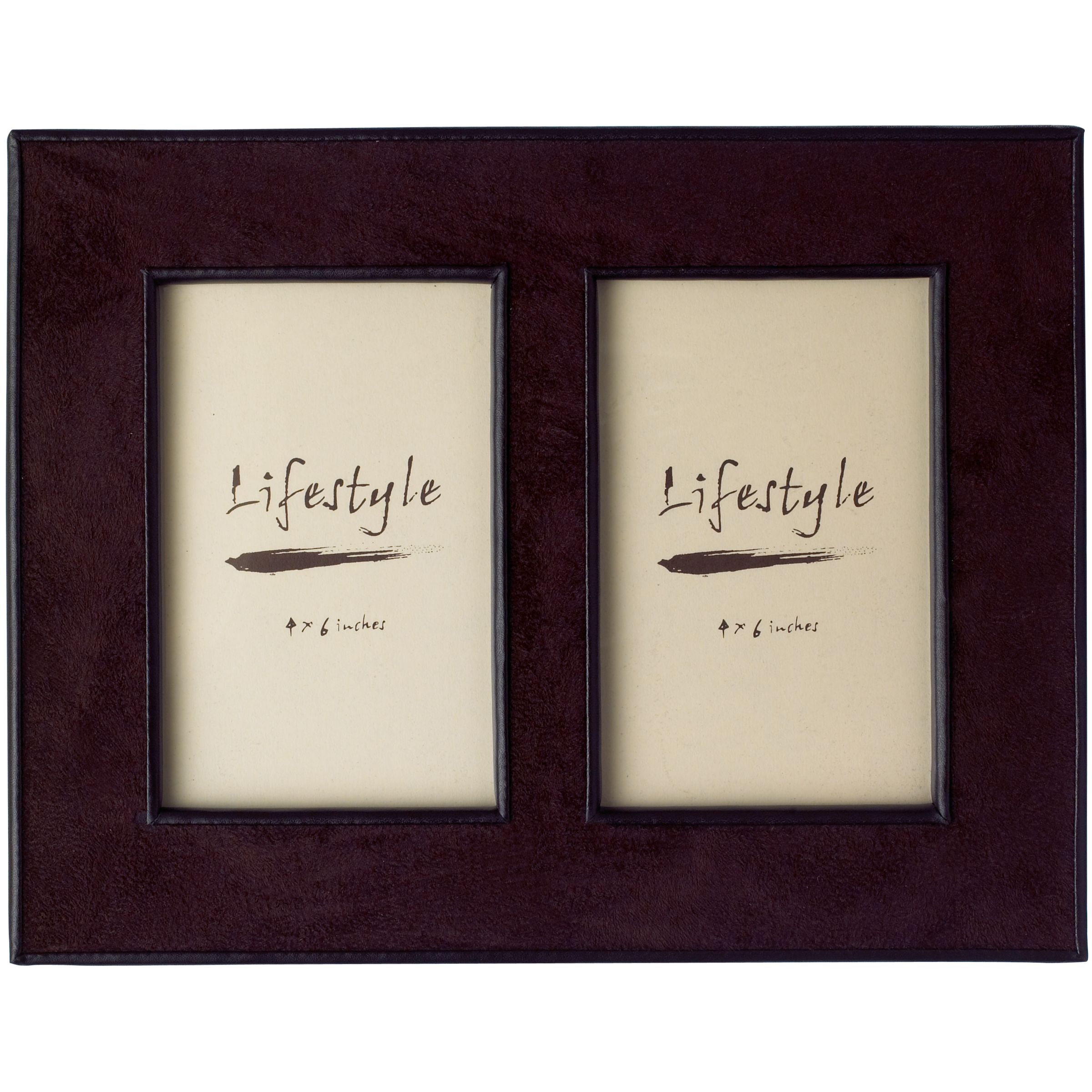 Leather Double Photo Frame, Chocolate