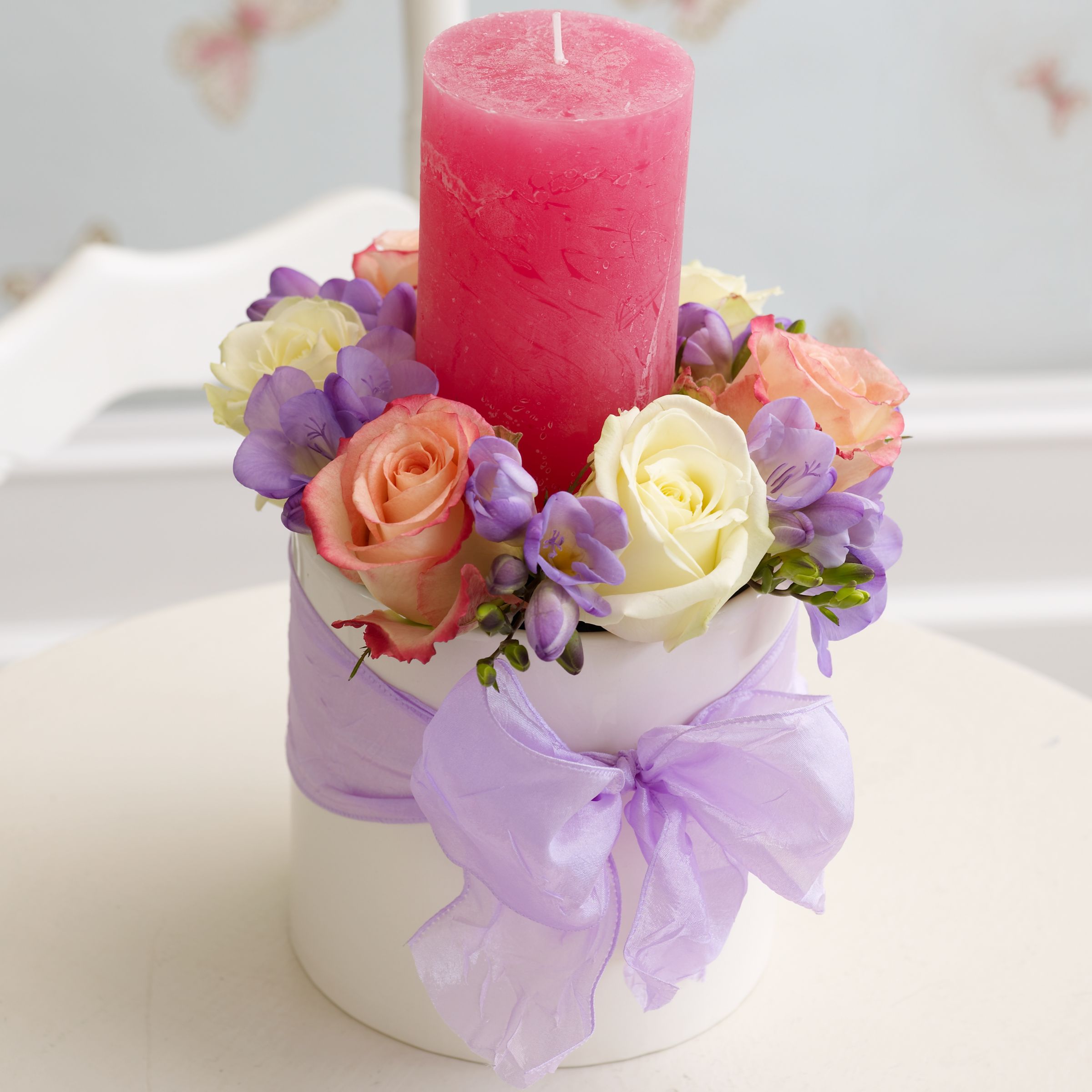 John Lewis Flowers  Lost in Lilac Candle Arrangement