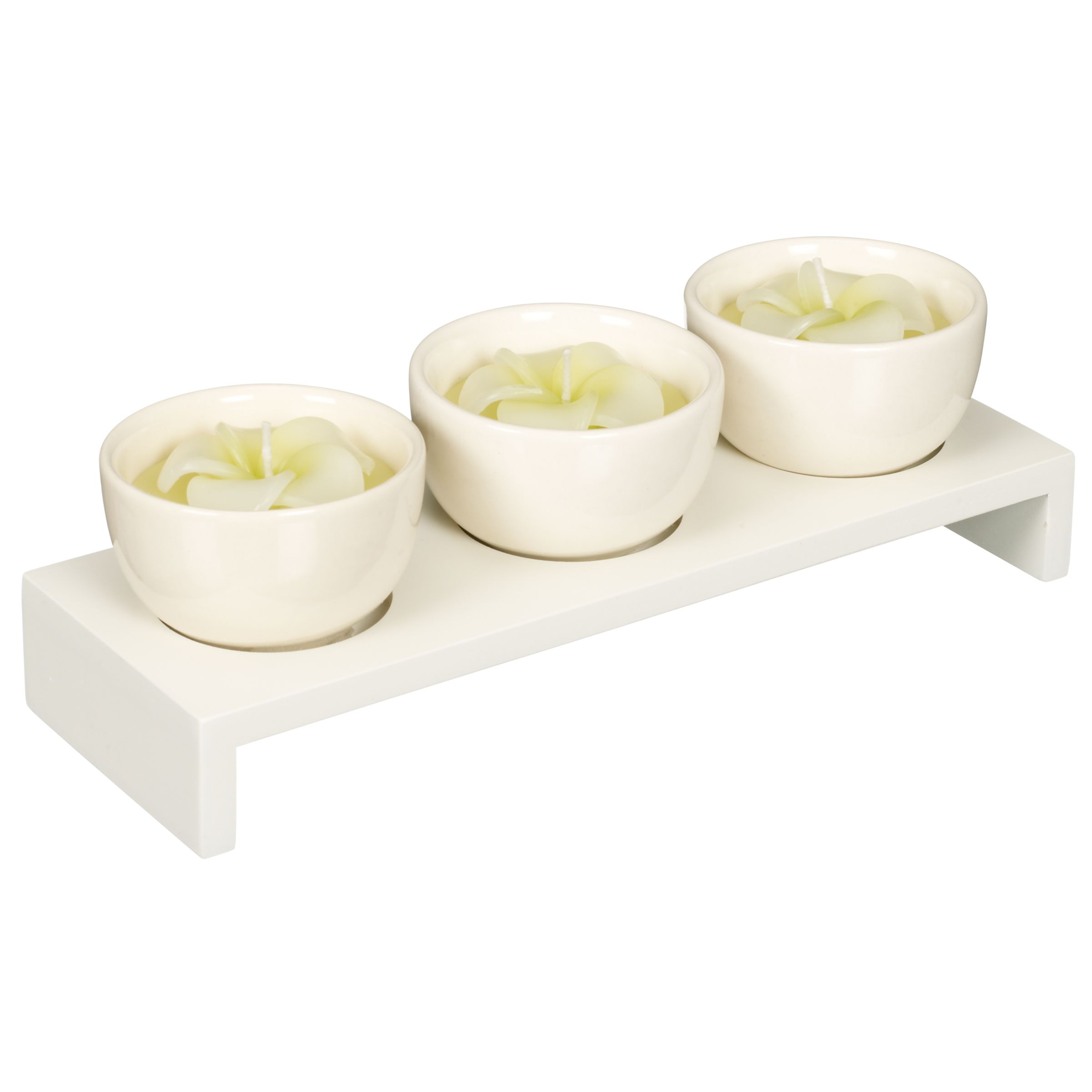 Flower Candles in Ceramic Pots, Zest, Set of 3