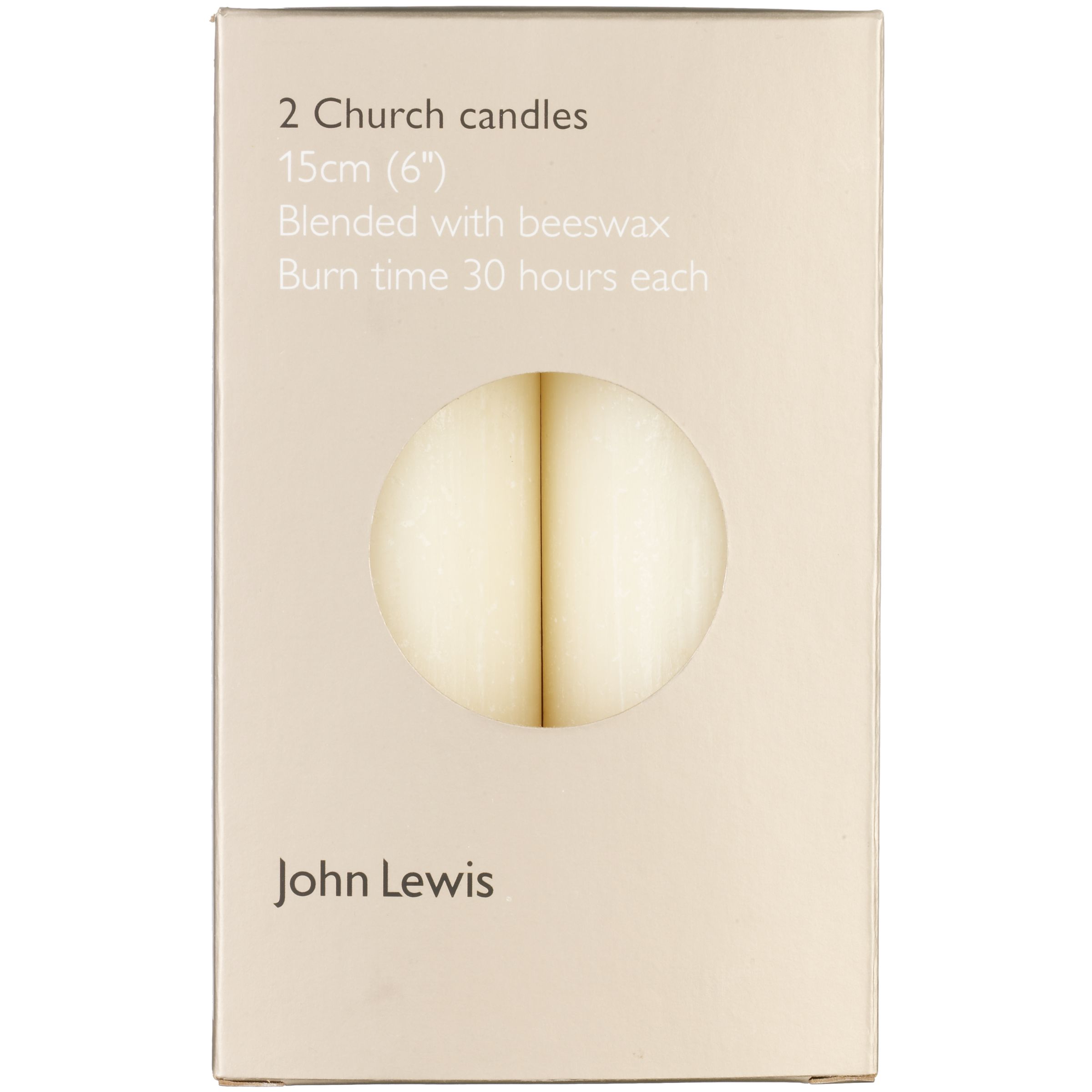John Lewis Church Candles Pack of 2 15cm