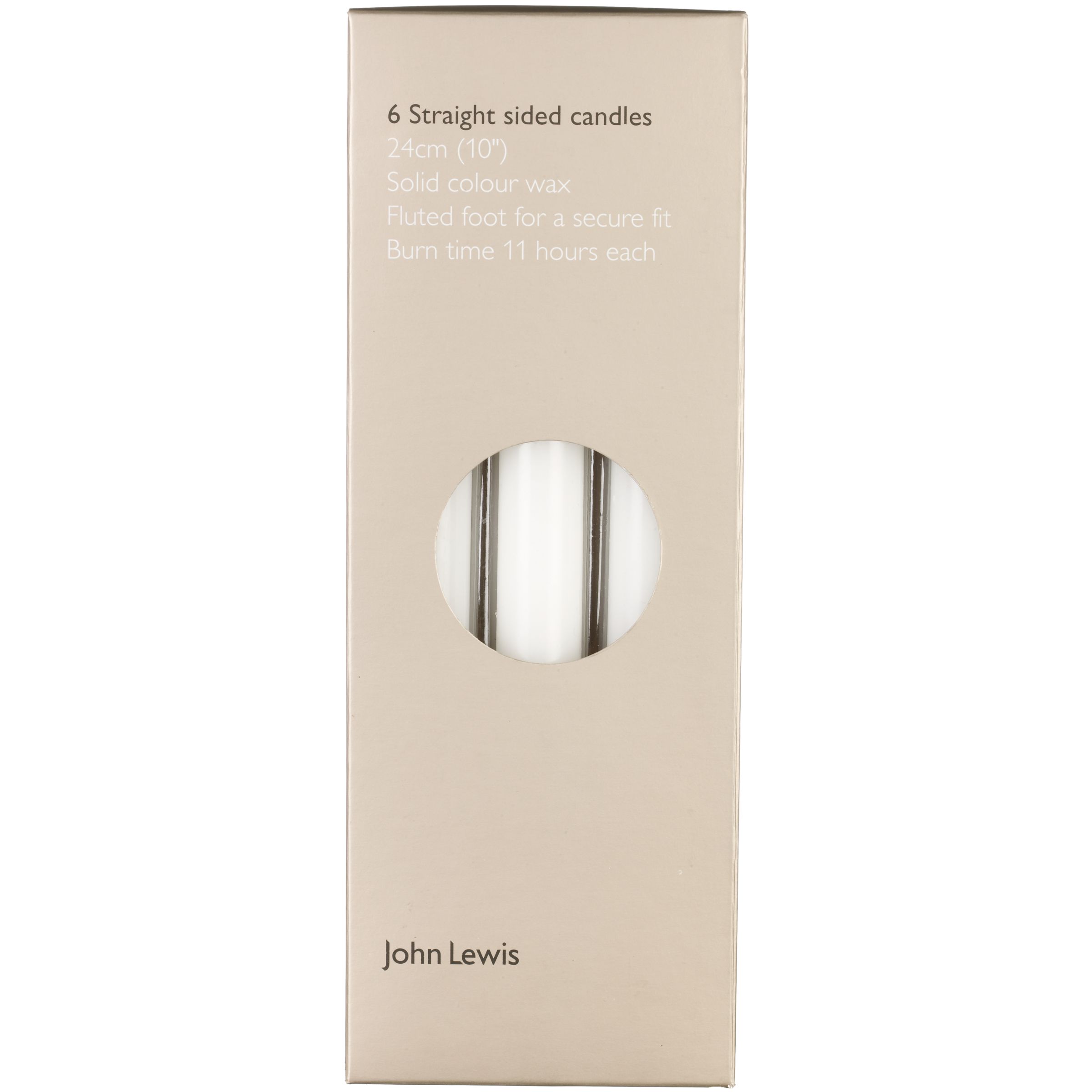 John Lewis Pack of 6 Straight Candles White
