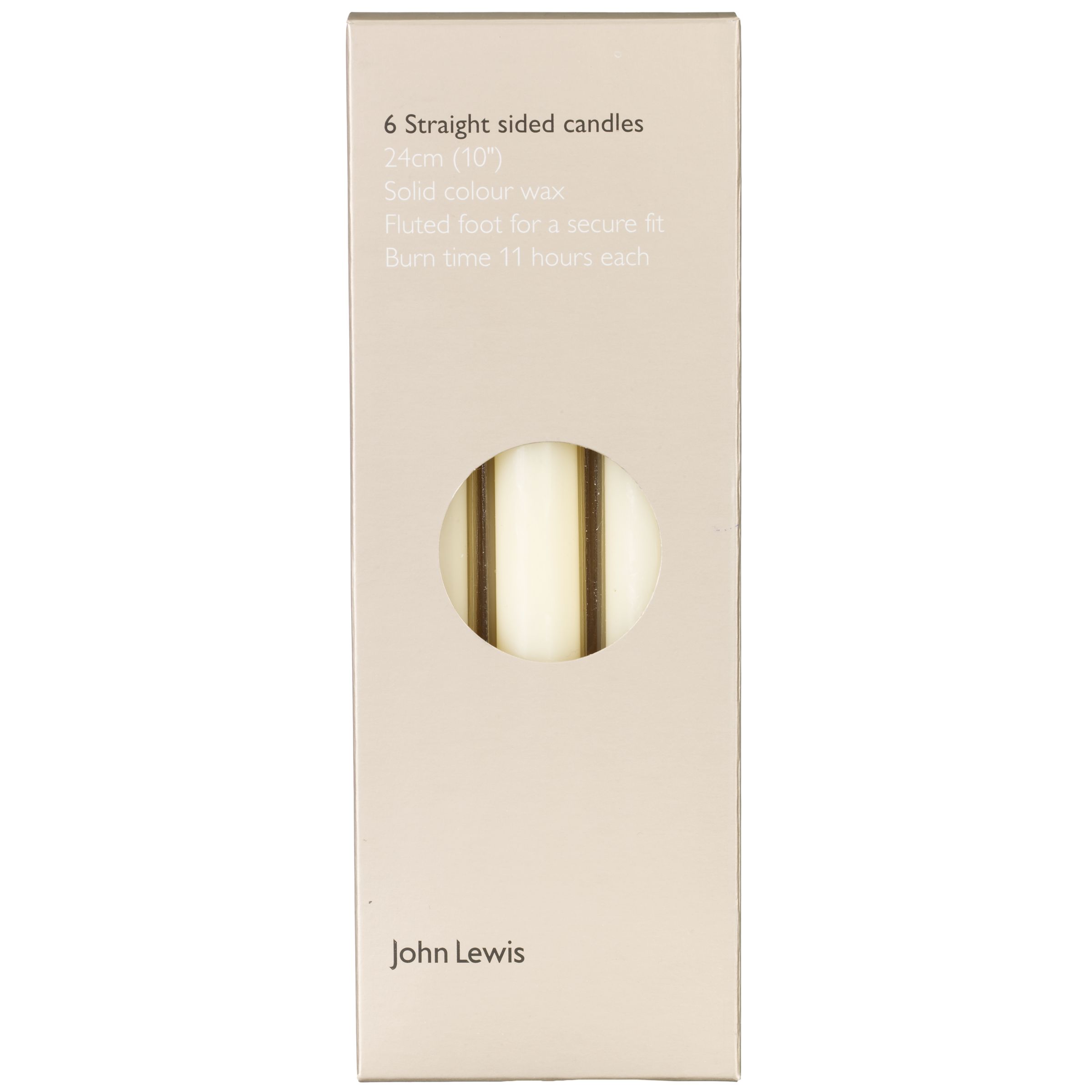 John Lewis Pack of 6 Straight Candles Ivory