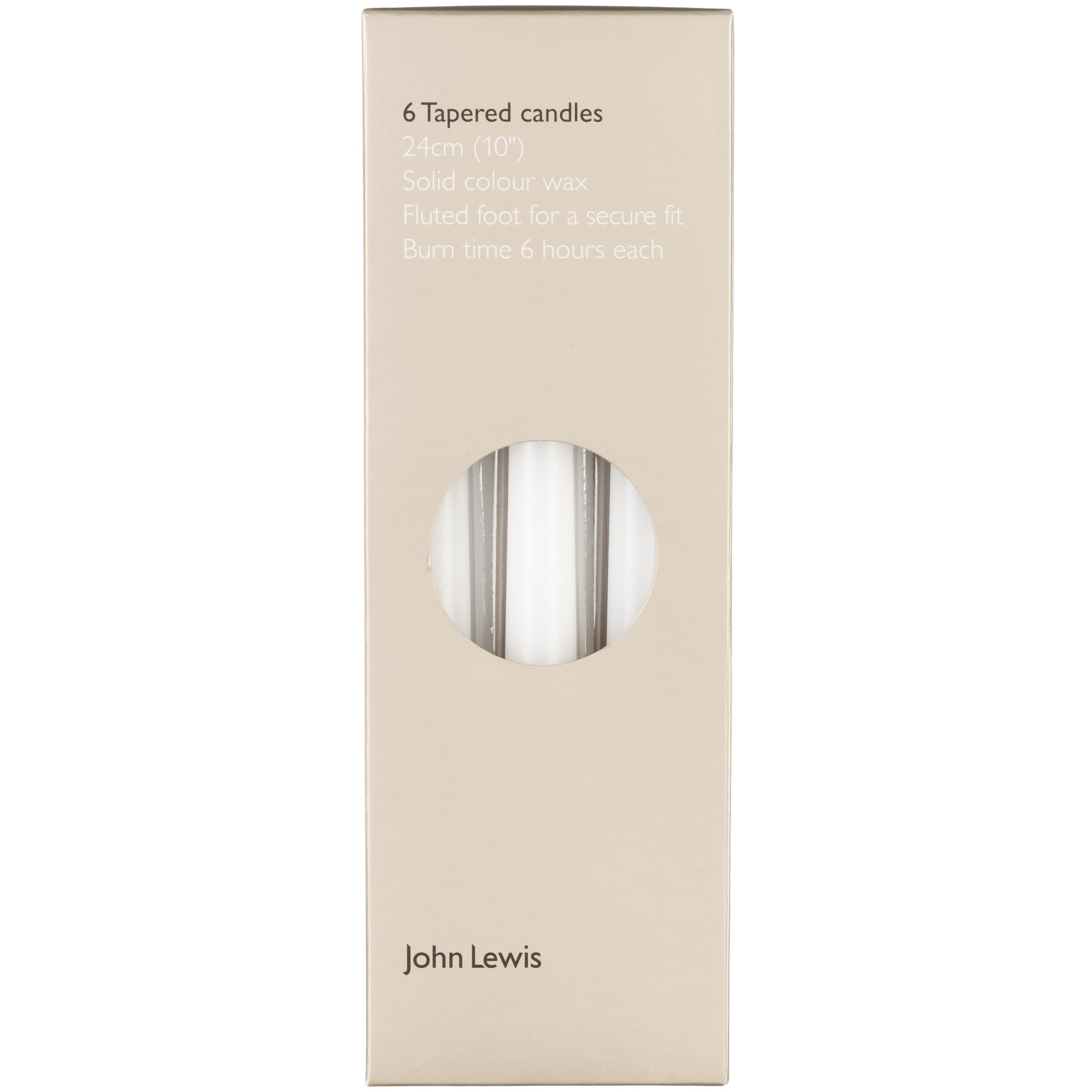 John Lewis Box of 6 Tapered Candles, White