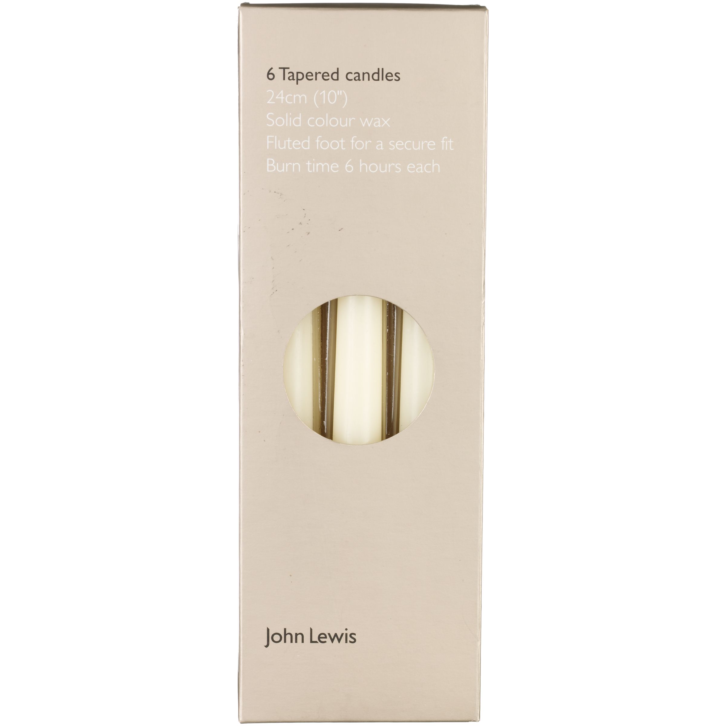 John Lewis Box of 6 Tapered Candles Ivory