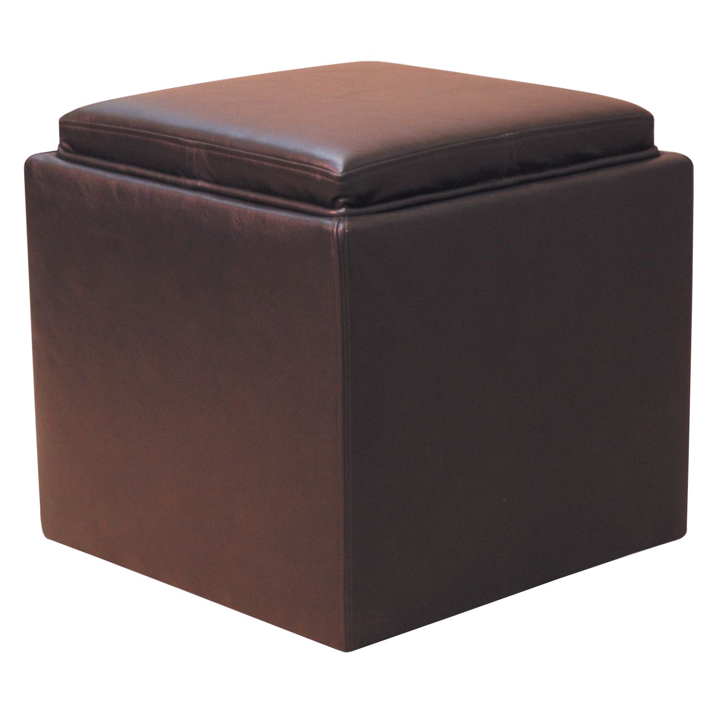 John Lewis Leather Storage Cube Chocolate