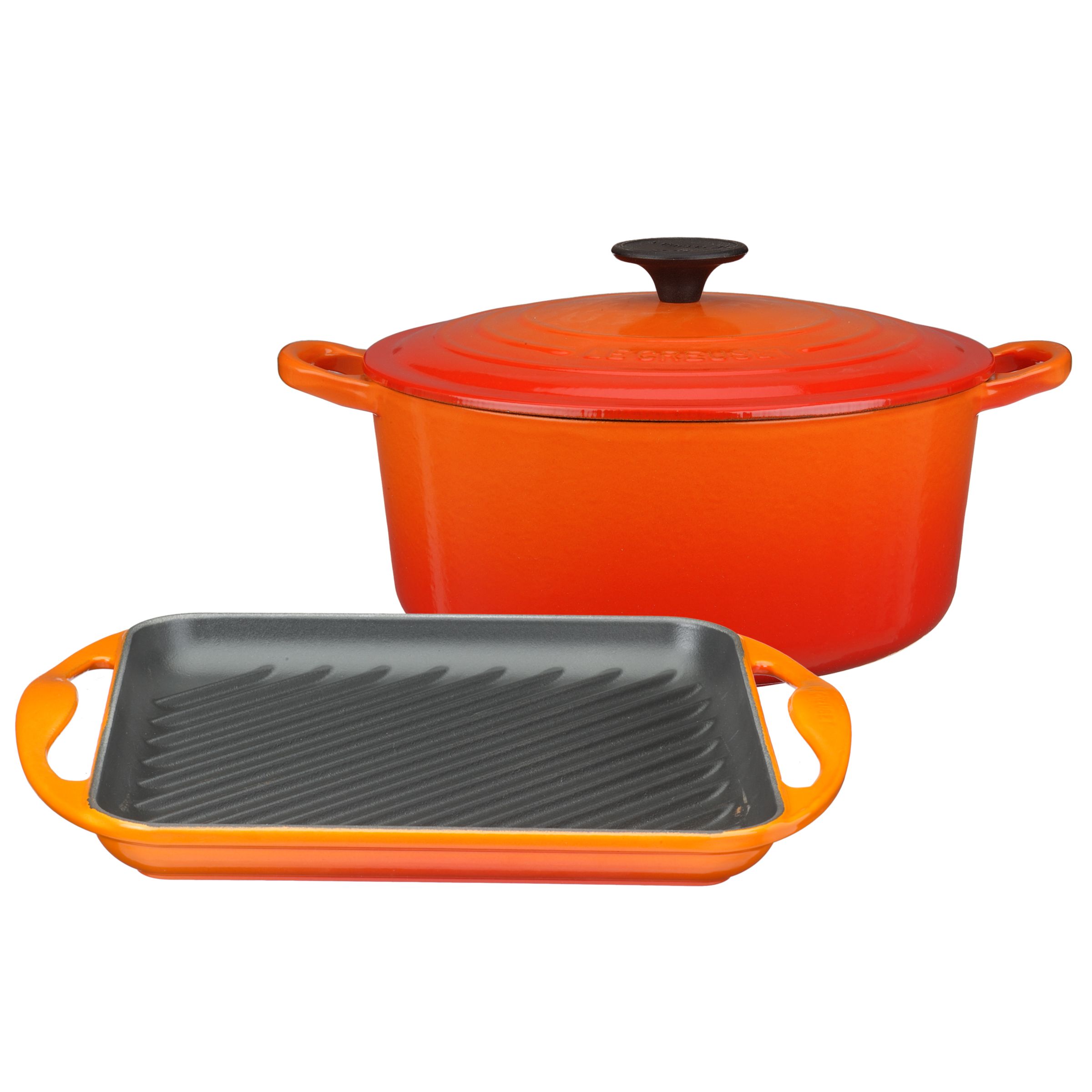 Le Creuset Round Casserole Volcanic 4 3L with FREE Grill Pan