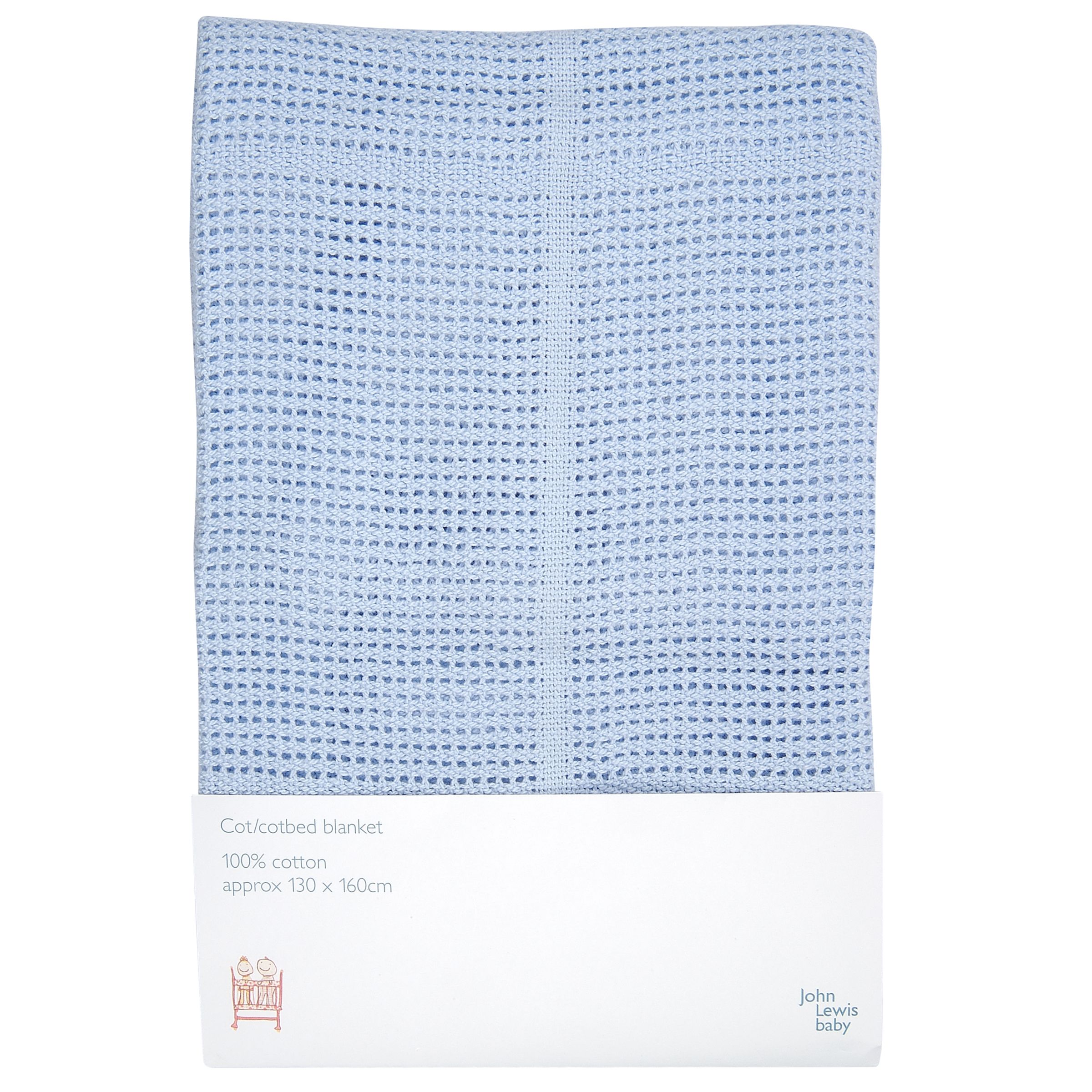John Lewis Baby Cellular Cot / Cotbed Blanket, Sky