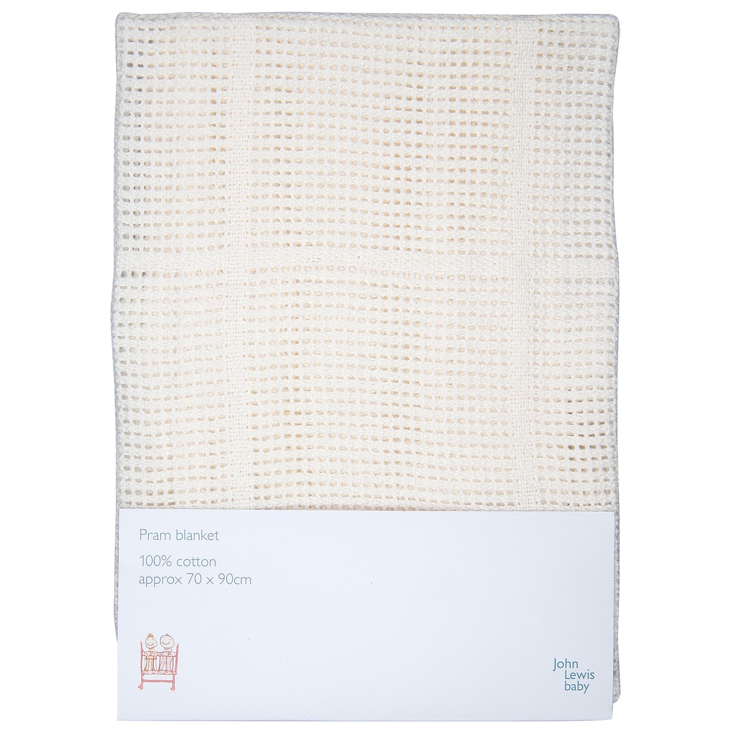 John Lewis Cellular Pram Blanket, Cream