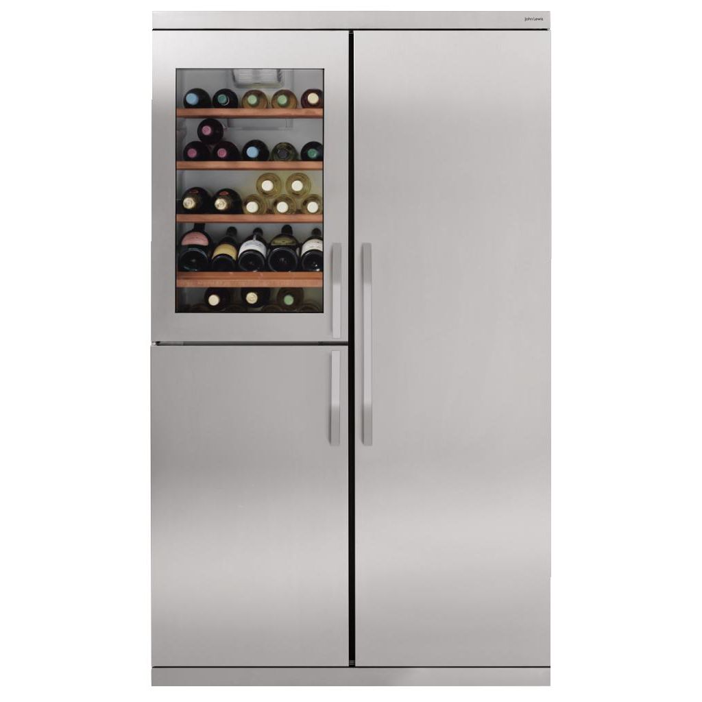 John Lewis Side by Side JLWFF1102 Wine Cooler Fridge Freezer, Stainless Steel at JohnLewis