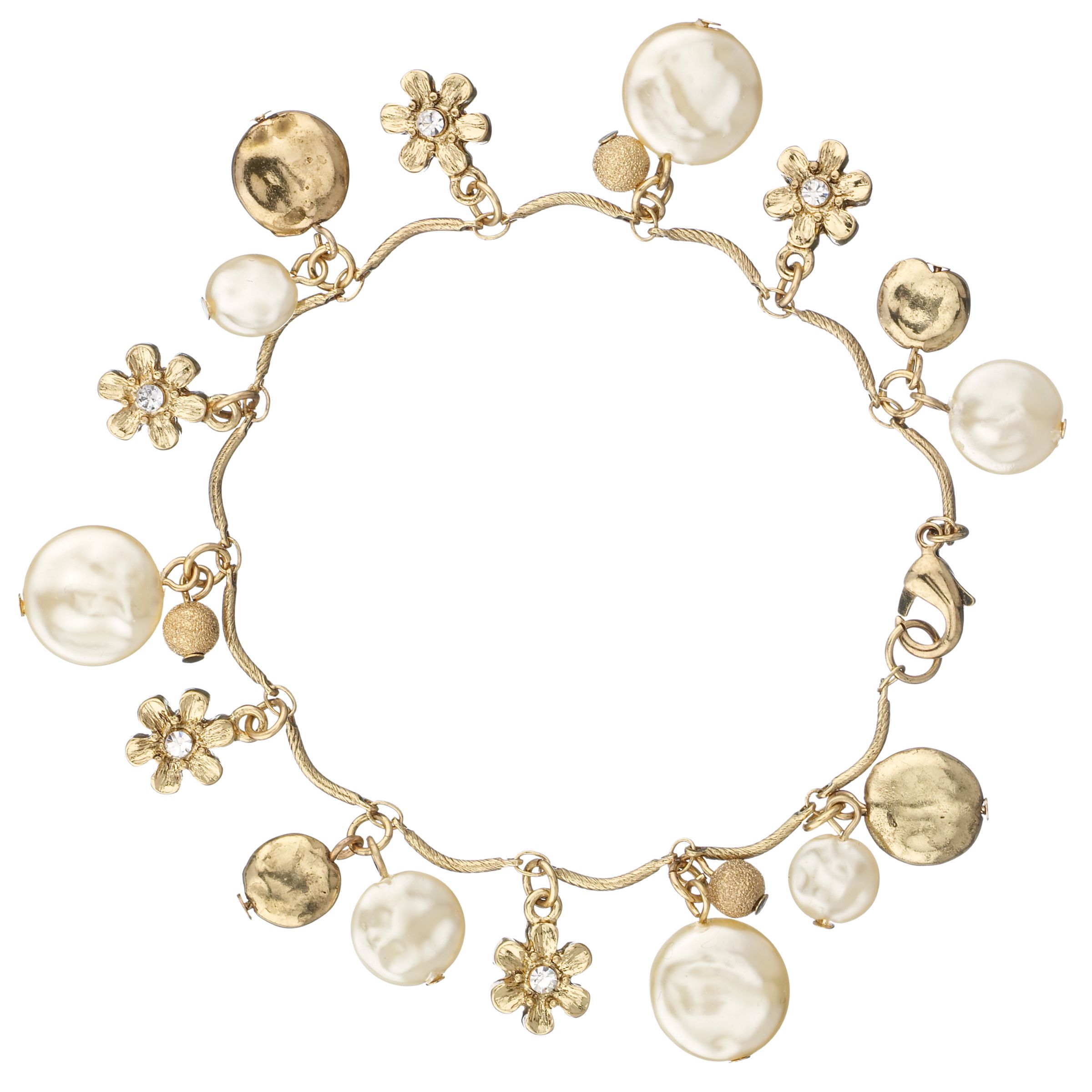 1928 Crystal amp Simulated Pearls Charm Bracelet