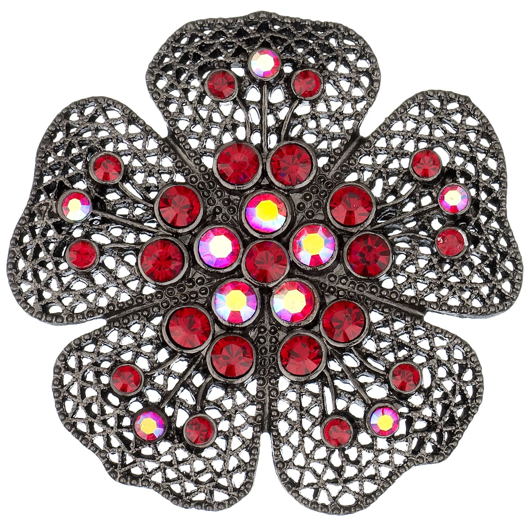 1928 Jet amp Siam Flower Brooch