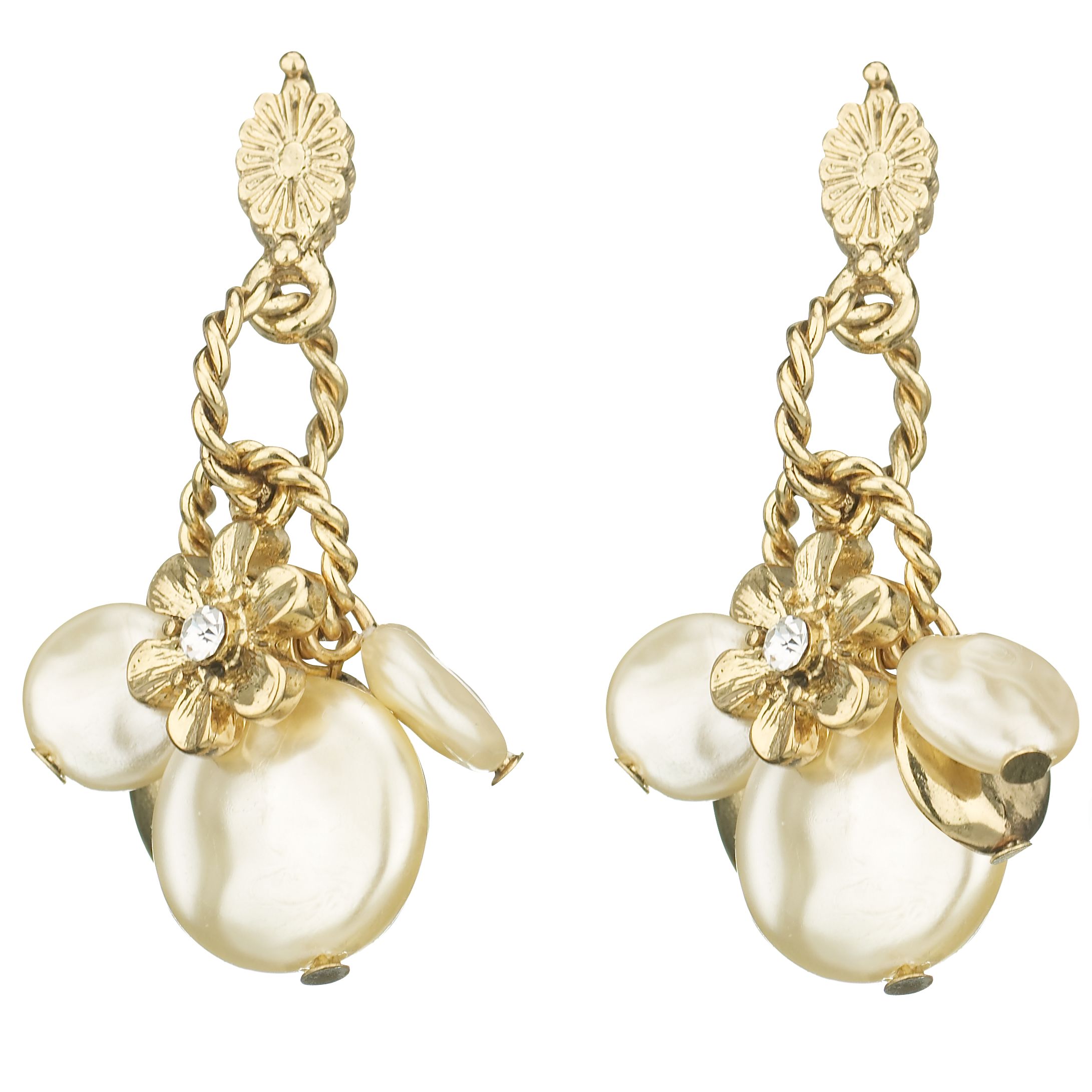 1928 Crystal amp Stimulated Pearl Charm Earrings