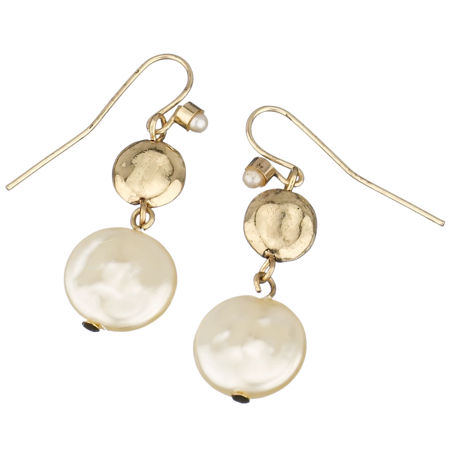 1928 Simulated Pearl amp Coins Charm Earrings