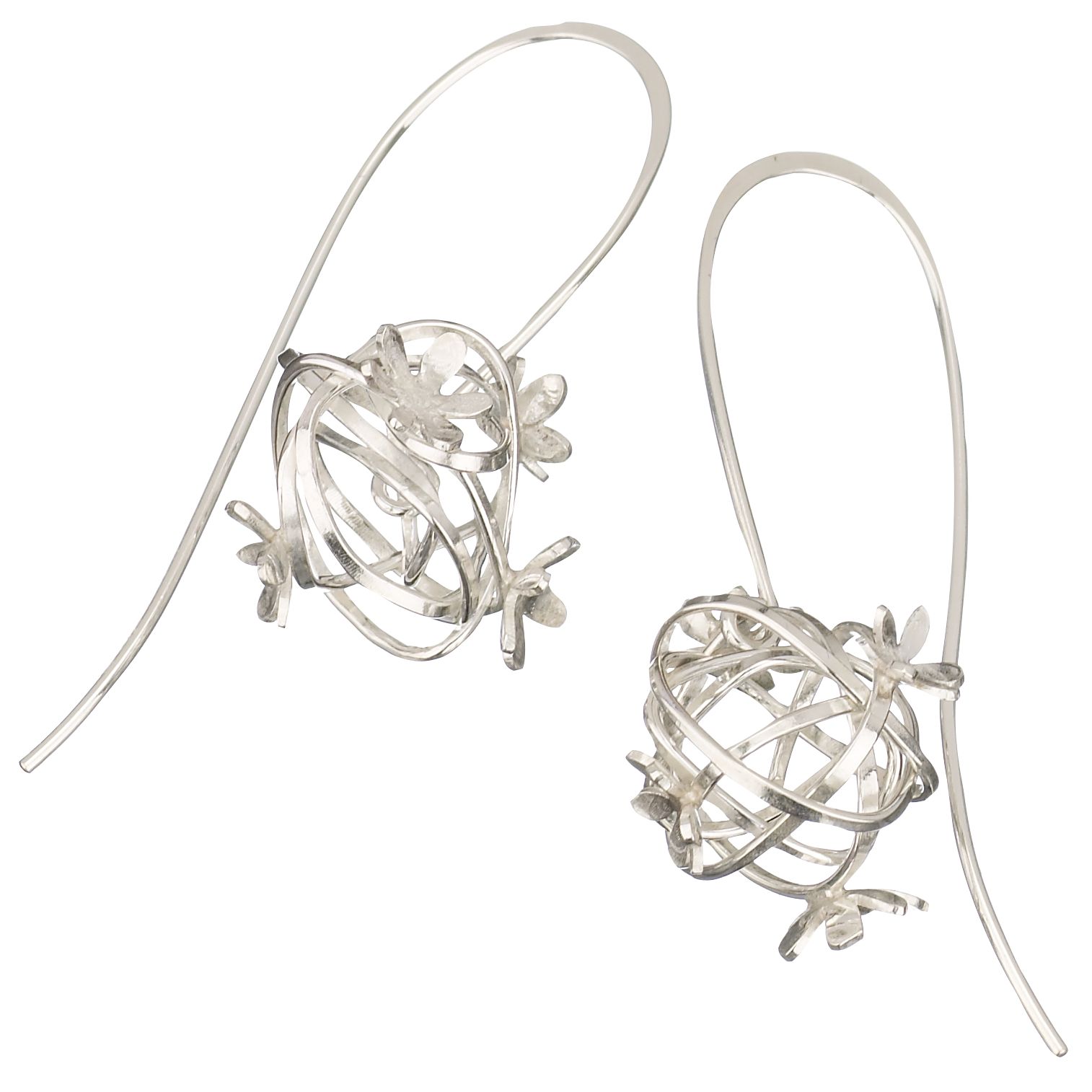 Linda Macdonald Scribble & Silver Daisy Earrings