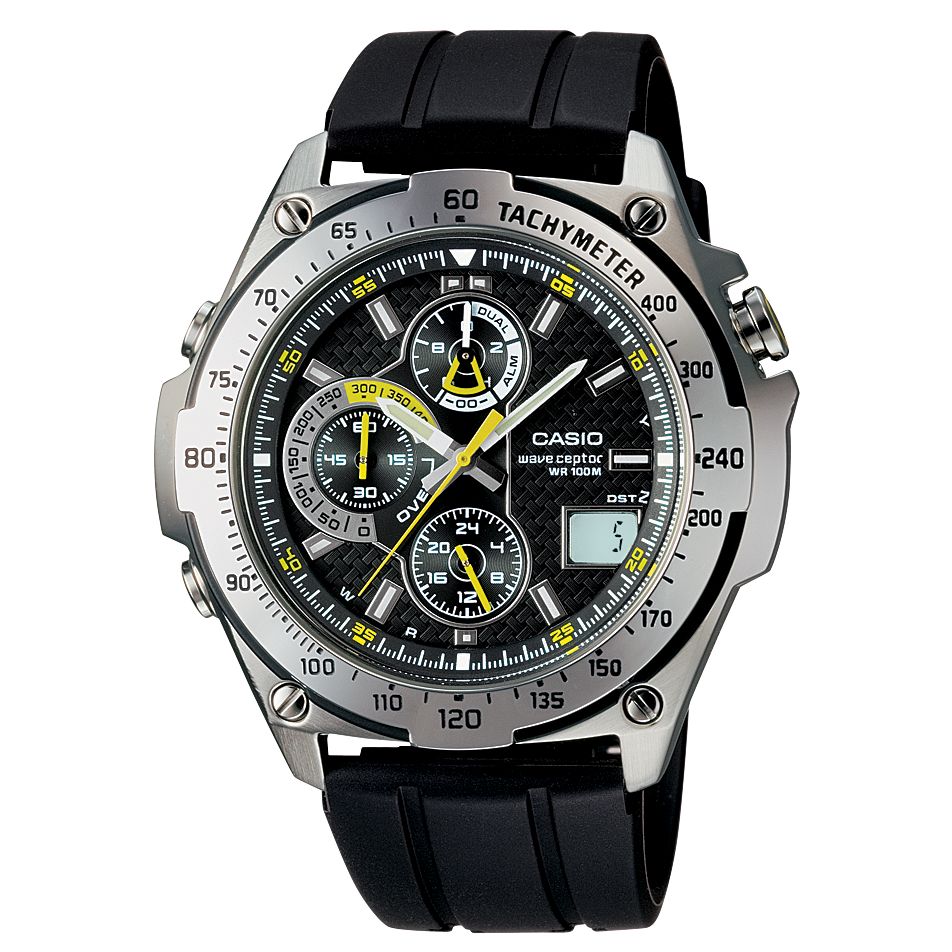Casio WVQ 570E 1AVER Wave Ceptor Mens Watch Black