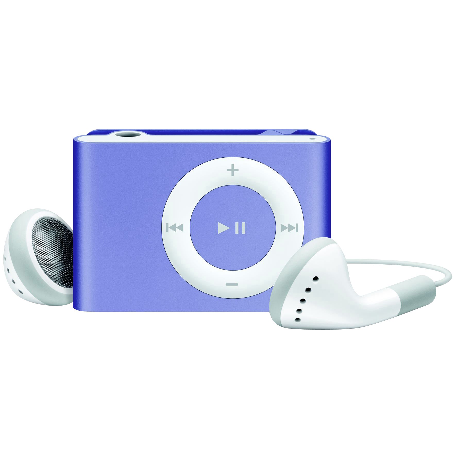 Music players don’t get much tinier than the iPod shuffle 2GB. Smaller than a matchbox, the beauty of the purple iPod shuffle lies not only with its smart durable aluminium exterior, but also in its simplicity. There’s the straightforward centre button that allows you to play, or stop, the song you’re listening to, or jump to the next track.With enough storage space for 500 songs, you don’t want things to get humdrum. The shuffle switch is where the fun starts, and is sure to appeal to your inner rebel! Flip it to mix up iPod shuffle’s contents, keeping things unpredictable. Flip the shuffle switch again to play your handpicked playlists and albums, in the order you synchronised them from iTunes. This is great for when you want to be reassured by what’s coming next.The iPod shuffle’s lightweight design and integral clip, means you can literally wear it on your sleeve. Only the great sound quality filling your ears reminds you it’s around! With up to 12 hours of battery life, there’s enough time to ensure you enjoy your music on the move. And when you do get home, flip iPod shuffle 1GB upside-down and drop it into the included dock connected to your PC or Mac, for a quick synchronise and charge.Note: The required software is downloadable from the Apple website.