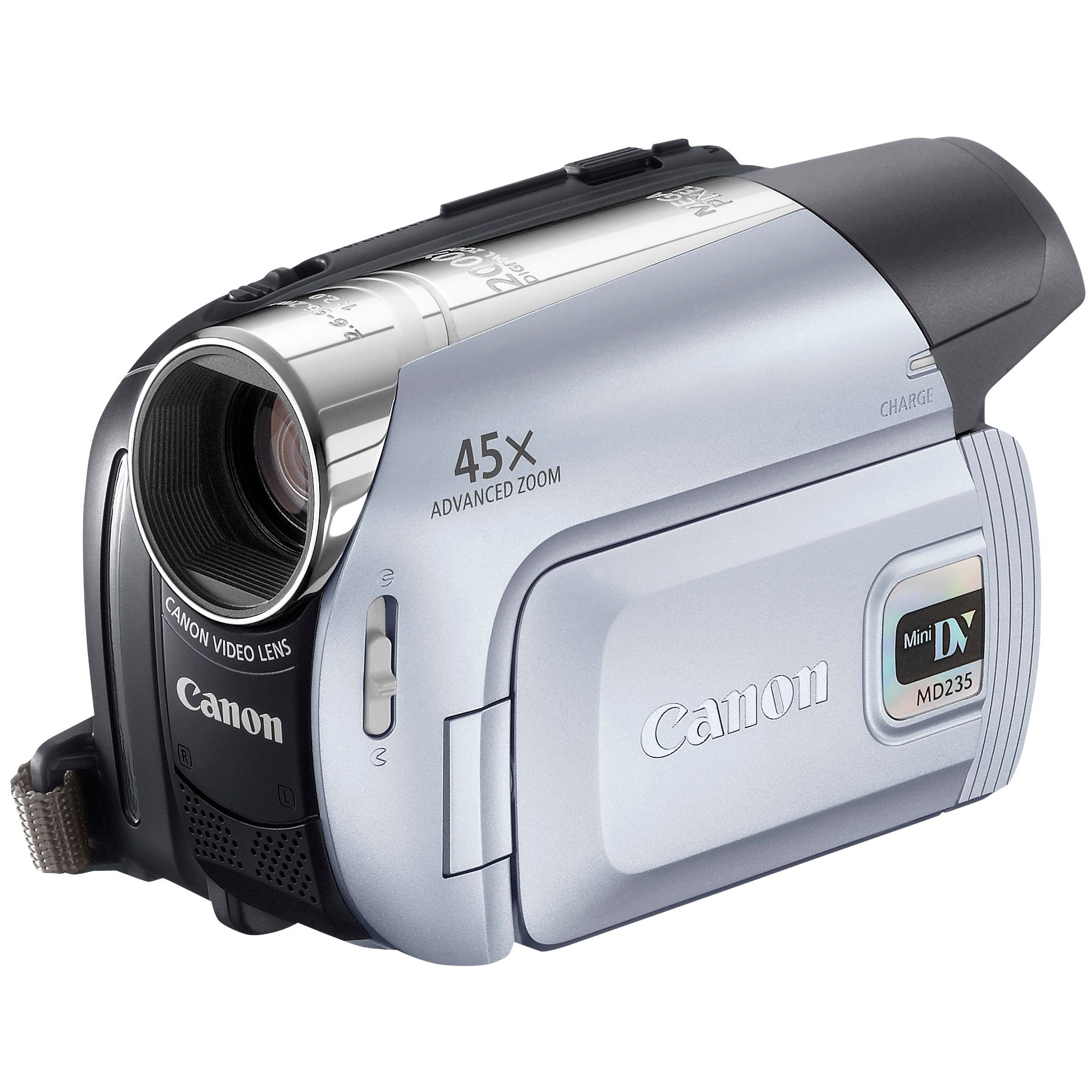 With a one-push Easy mode, the Canon MD235 camcorder is ready for shooting straight out of the box – perfect for beginners! And once your confidence grows, more sophisticated moviemaking features can be accessed by navigating on-screen menus with a handy joystick.A 37x optical zoom lets you get up close to your shooting subject, and thanks to true 16:9 format they’ll be captured in stunning panoramic widescreen. Thanks to the processing power of DIGIC DV, colours will also appear fresh and bright.There's a large 2.7 inch wide touch panel LCD screen for easy scene selection, which can be flipped, the glow of the display acting as a light in low illumination. An Electronic Image Stabilizer (EIS) ensures clean, sharp results when you’re shooting handheld.