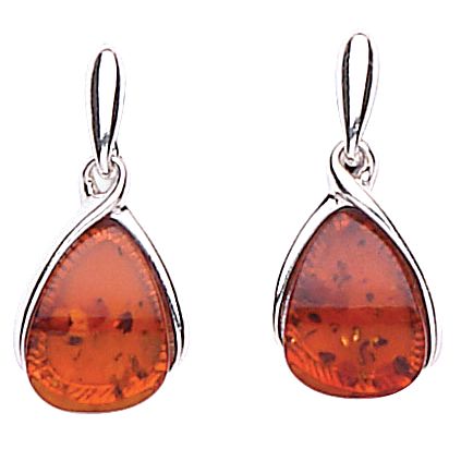 Goldmajor Silver Amber Contemporary Teardrop Earrings