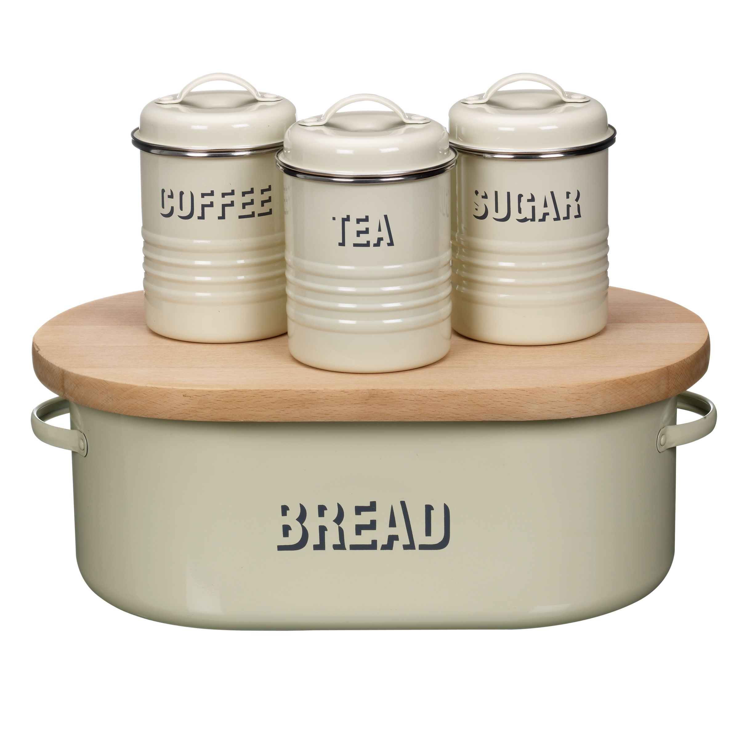 Vintage Bread Bin and Canisters Set, Cream