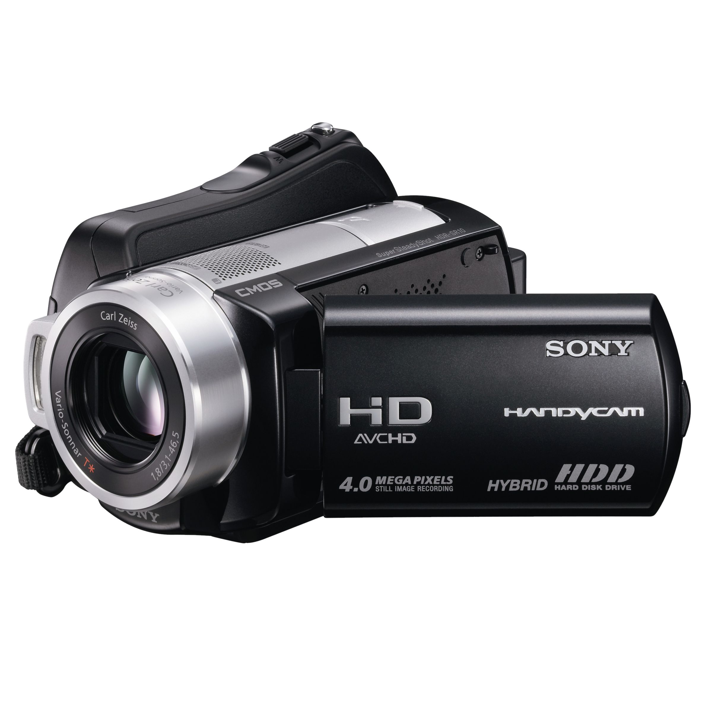 The lightweight Sony HDR-SR10 digital Handycam camcorder has a built-in 40GB hard-drive that is capable of recording up to 15 hours of video of stunning Full HD 1920 x 1080 video.Without a tape or disc in sight, recording video to a hard drive offers you random access to quickly locate desired material, the ability to effortlessly delete unwanted material and easily rearrange the playback sequence. The compact HDR-SR10 also features a professional quality Carl Zeiss Vario-Tessar lens with 15x optical and up to 180x digital-zoom, while a clever zoom microphone helps pick up the dialogue of your shooting subjects from afar. It also records immersive 5.1 surround sound too for extra atmosphere when played back through your home cinema.You’ll enjoy your home movies in excellent quality with low noise thanks to the ClearVid CMOS image sensor. x.v.Colour mode makes for vivid, lifelike colours, while the camcorder’s also capable of operating in very low lighting conditions of 5 lux. Clever face detection technology for video and photos automatically gives clearer, natural looking faces, so your loved ones will always look their best.There's a large, widescreen 2.7 inch touch panel LCD screen for easy scene selection and Super SteadyShot optical image stabilization to ensure clean, sharp results when you’re shooting handheld. There’s also a Hard Disc Drive crash protection system with 3G sensor and buffer memory. The HDR-SR10 provides true 16:9 widescreen recording, resulting in a wider angle of view - ideal for playback on widescreen TVs and on the camera itself via the LCD screen. Finally, a Handycam docking station is also provided for easy charging.