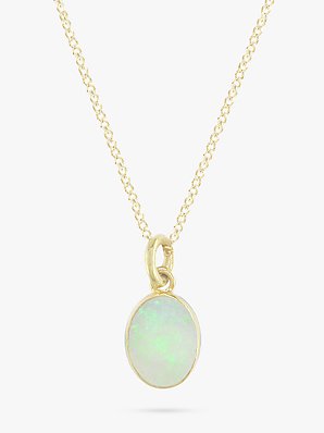 London Road 9ct Yellow Gold and Oval Opal Pendant