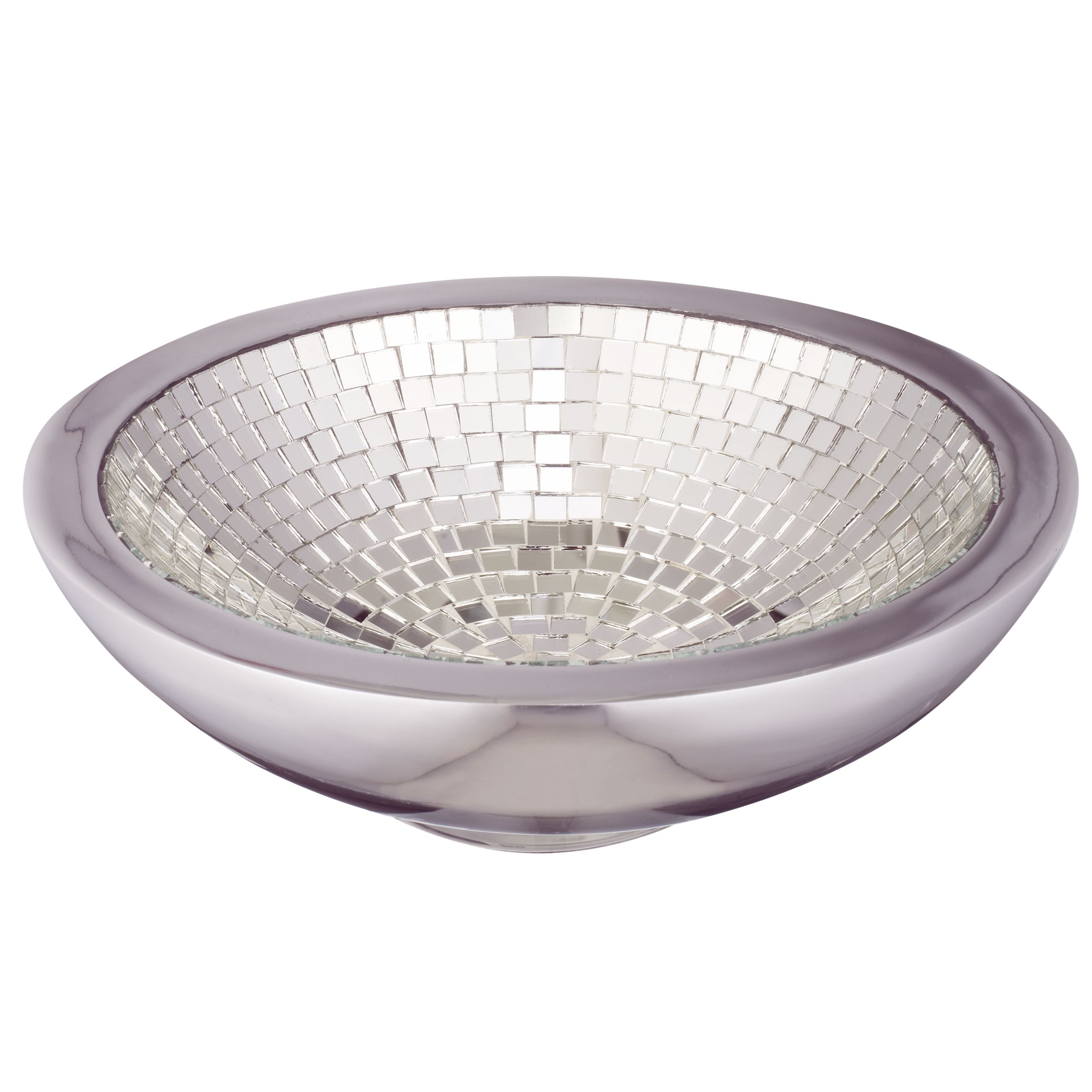 Round Mosaic Bowl, Silver