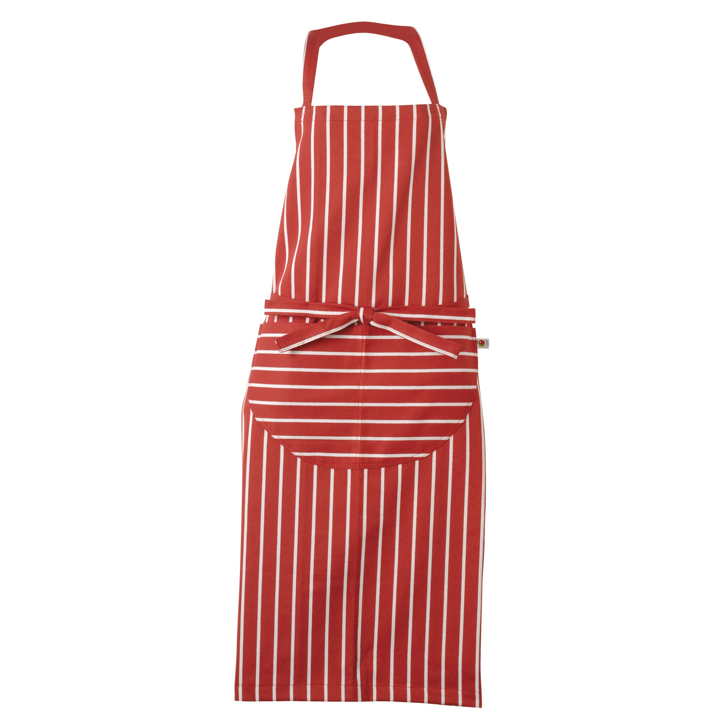 John Lewis Butchers Stripe Apron Red Standard