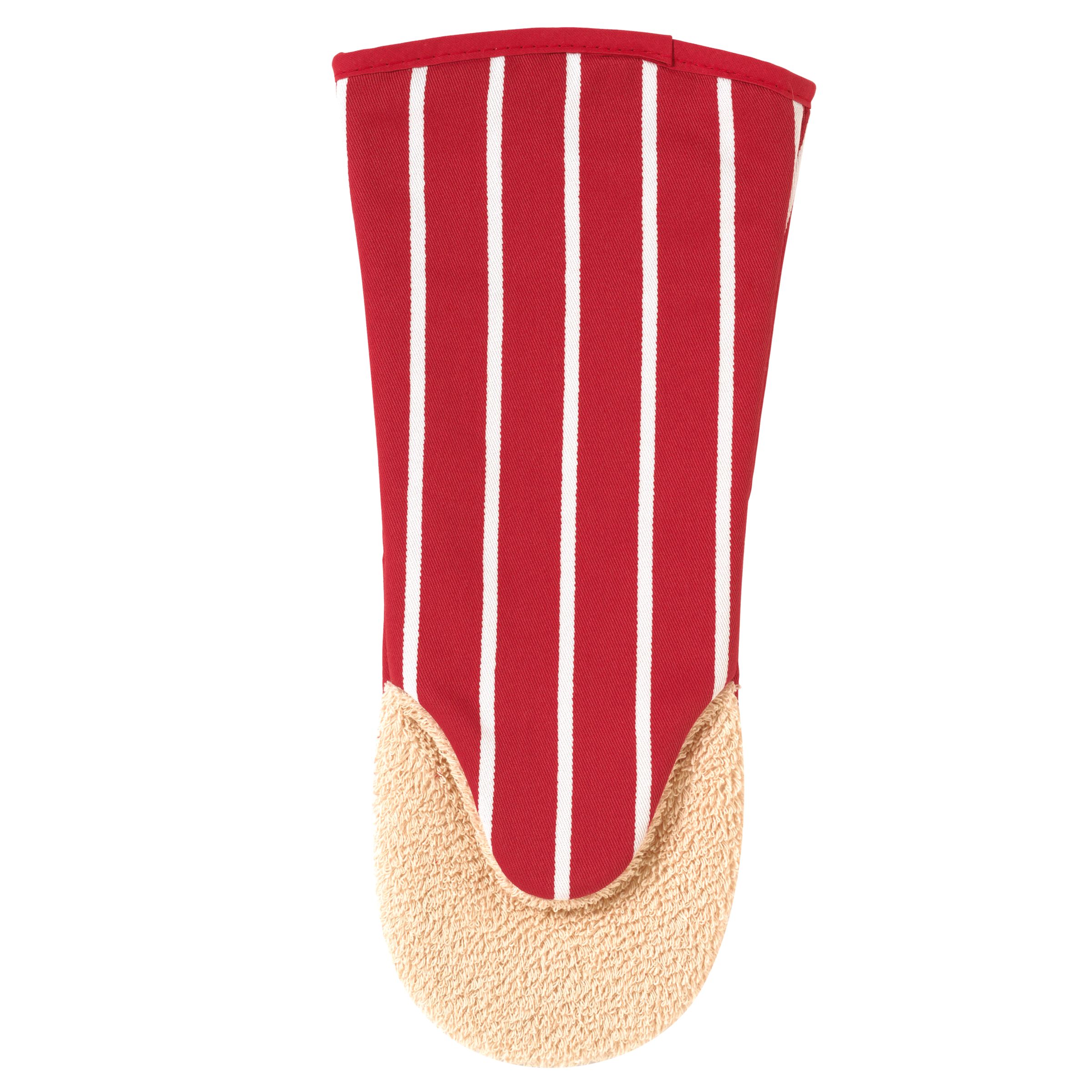 John Lewis Butchers Stripe Oven Mitt Red