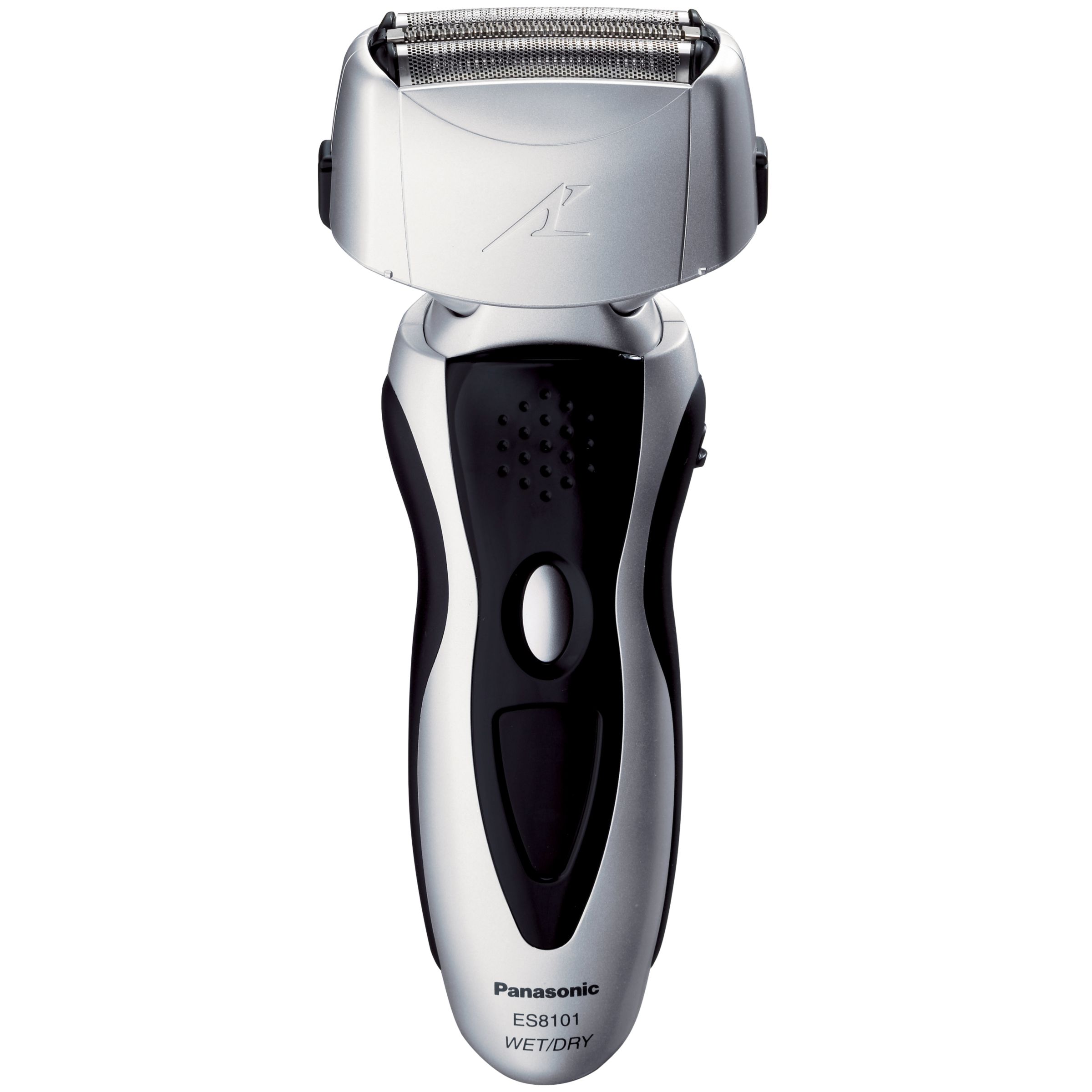 In a futuristic silver and black finish, the Panasonic ES8101 Wet and Dry Shaver arrives meaning business in the bathroom – or shower for that matter. Because it’s fully immersible in water, you can shave wet with lather, foam or gel for a sensory shaving experience.The Panasonic ES8101 also has a fast 13,000 rpm linear motor, for a quick and smooth shave. Thanks to its multi-directional triple pivoting head and ergonomic design the ES8101 is extremely comfortable to use, its inner blades precisely angled at 30&ordm; to firmly shear off your beard closely and comfortably.An hour’s charge gives you 45 minutes’ use, an LED display giving you complete control over the process alongside a charge status light. Cleaning the Panasonic ES8101 is easy - just run it under the tap!