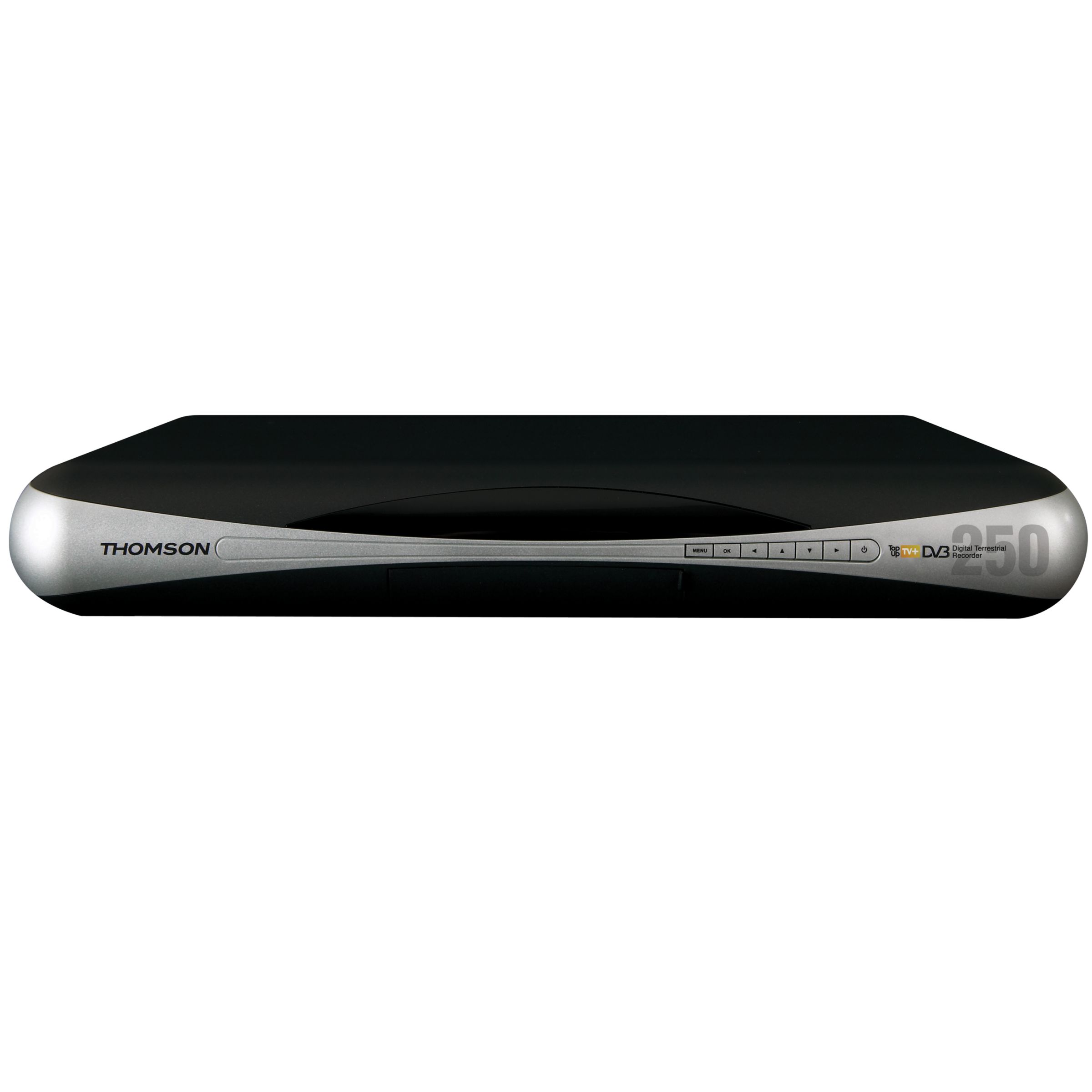 The Thomson Top Up TV+ combines a Freeview box and digital TV recorder in one neat package. Its generous 250Gb hard drive enables you to record up to 180 hours of your favourite TV shows, so you can kiss goodbye to that last minute scramble for a blank DVD or VHS tape.You won’t miss a thing either thanks to the Thomson Top Up TV+ being able to pause and rewind live TV, and the twin tuners enable you to record two programmes at the same time. You can even record the whole series of that hot new TV show you love at the touch of a button.A month’s free trial of Top Up TV Anytime is included which gives you access to some great channels such as MTV, Living TV, UKTV Gold, Paramount Comedy and Hallmark Channel, plus the PictureBox premium movie channel.Click here to see if you can receive Freeview Digital TV in your area