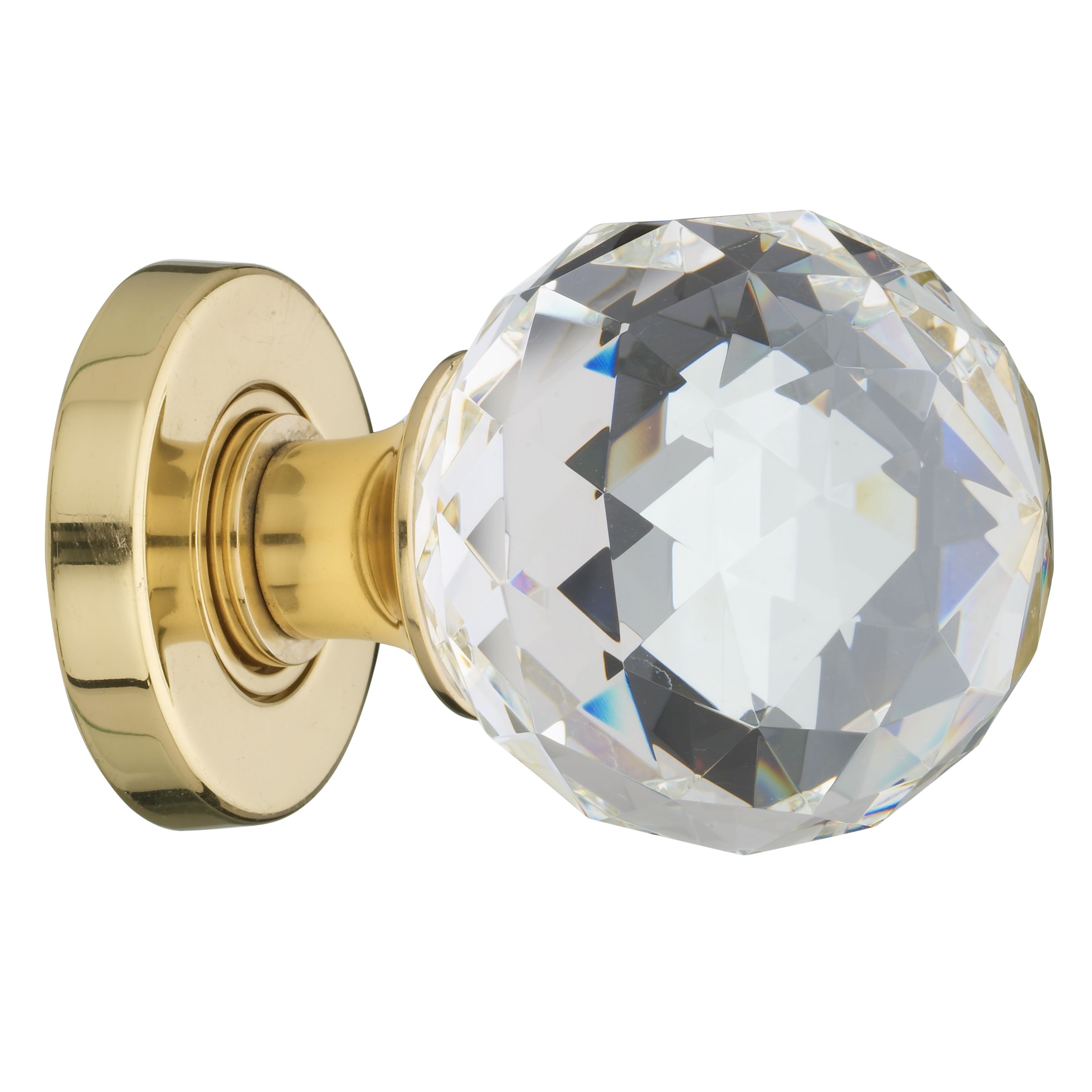 John Lewis Crystal Mortice Knobs, Pack of 2, Brass