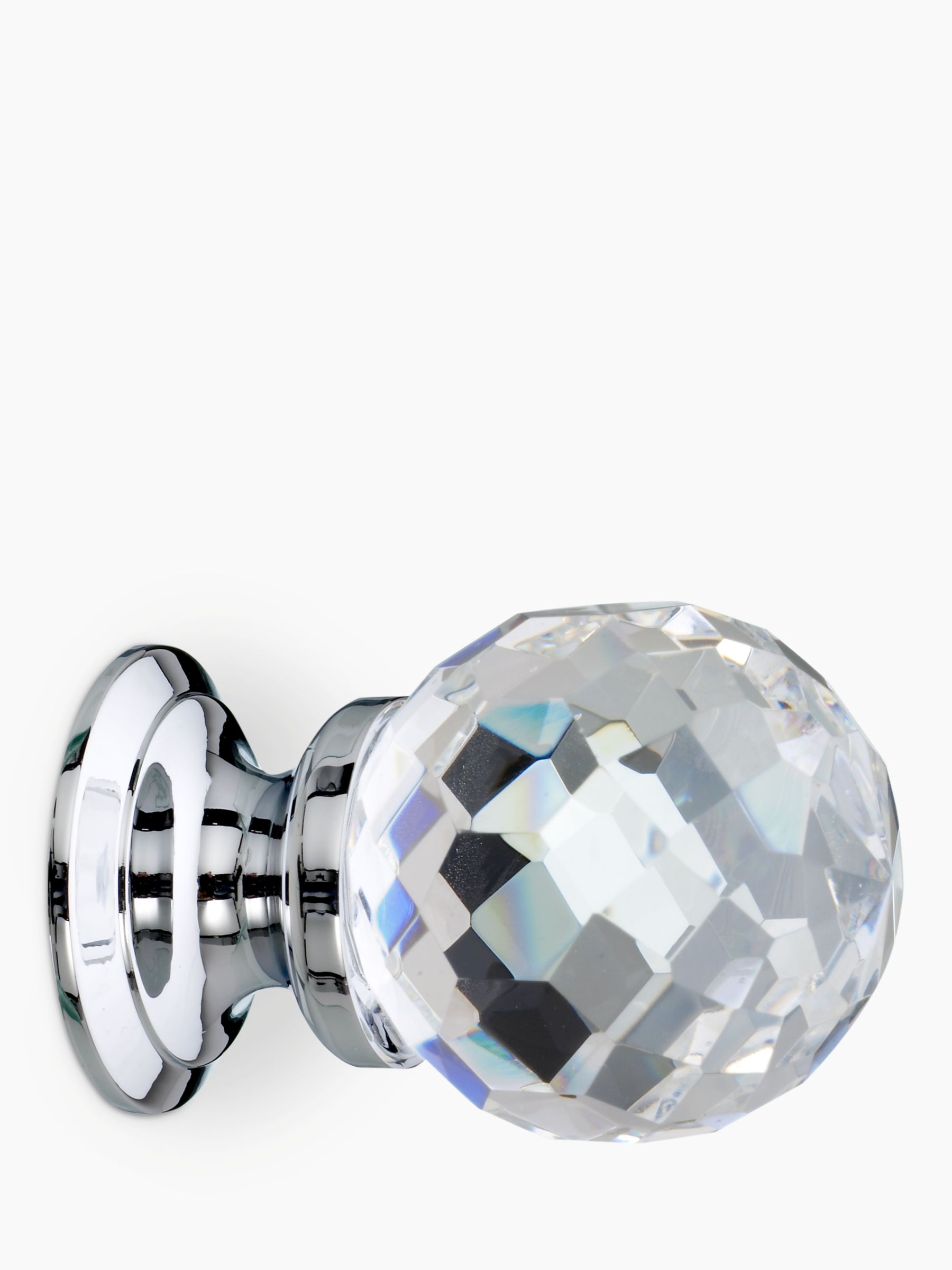 John Lewis Crystal Cupboard Knob, Chrome, 30mm