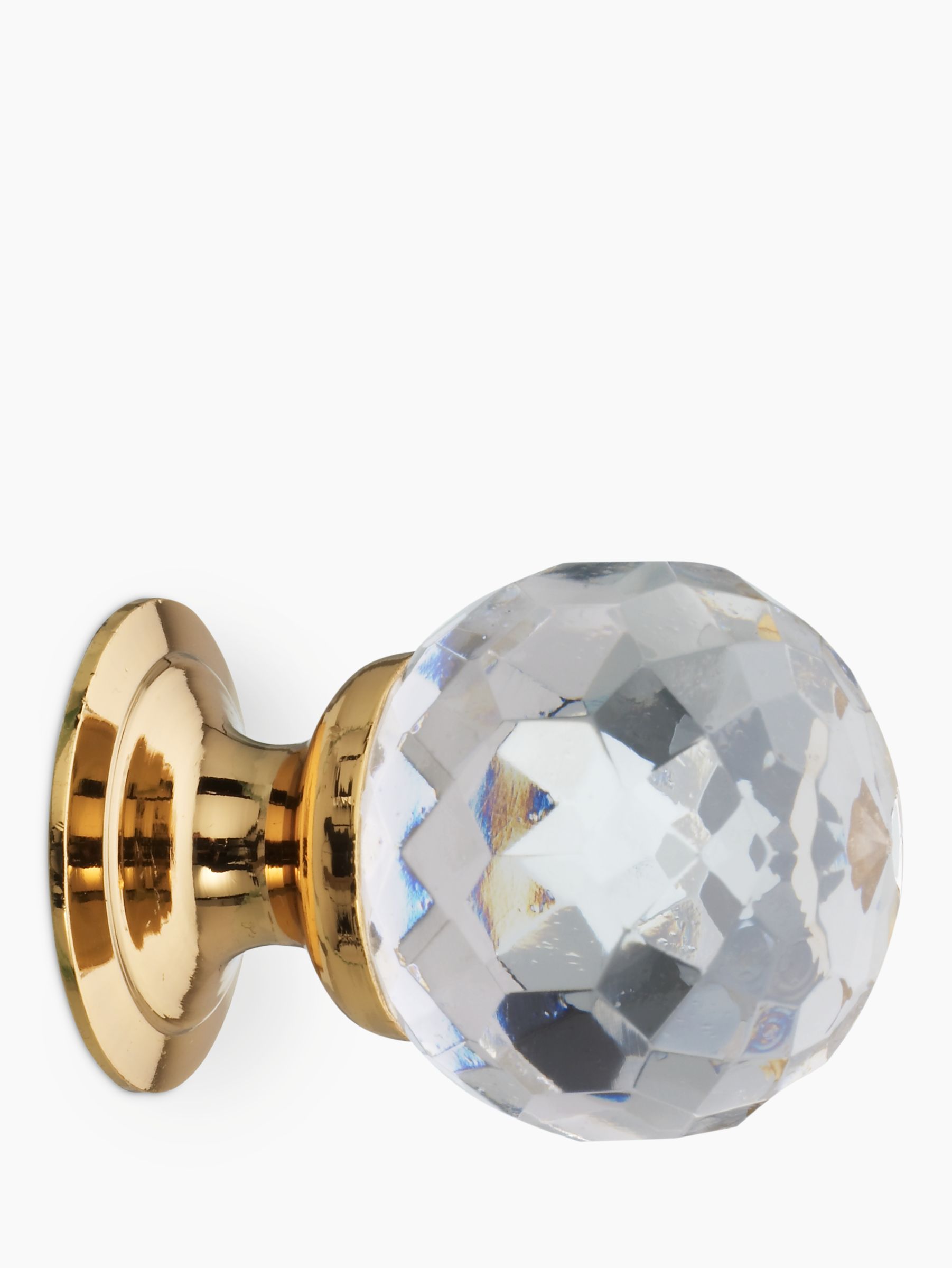 John Lewis Cut Glass Cupboard Knob Brass 30mm